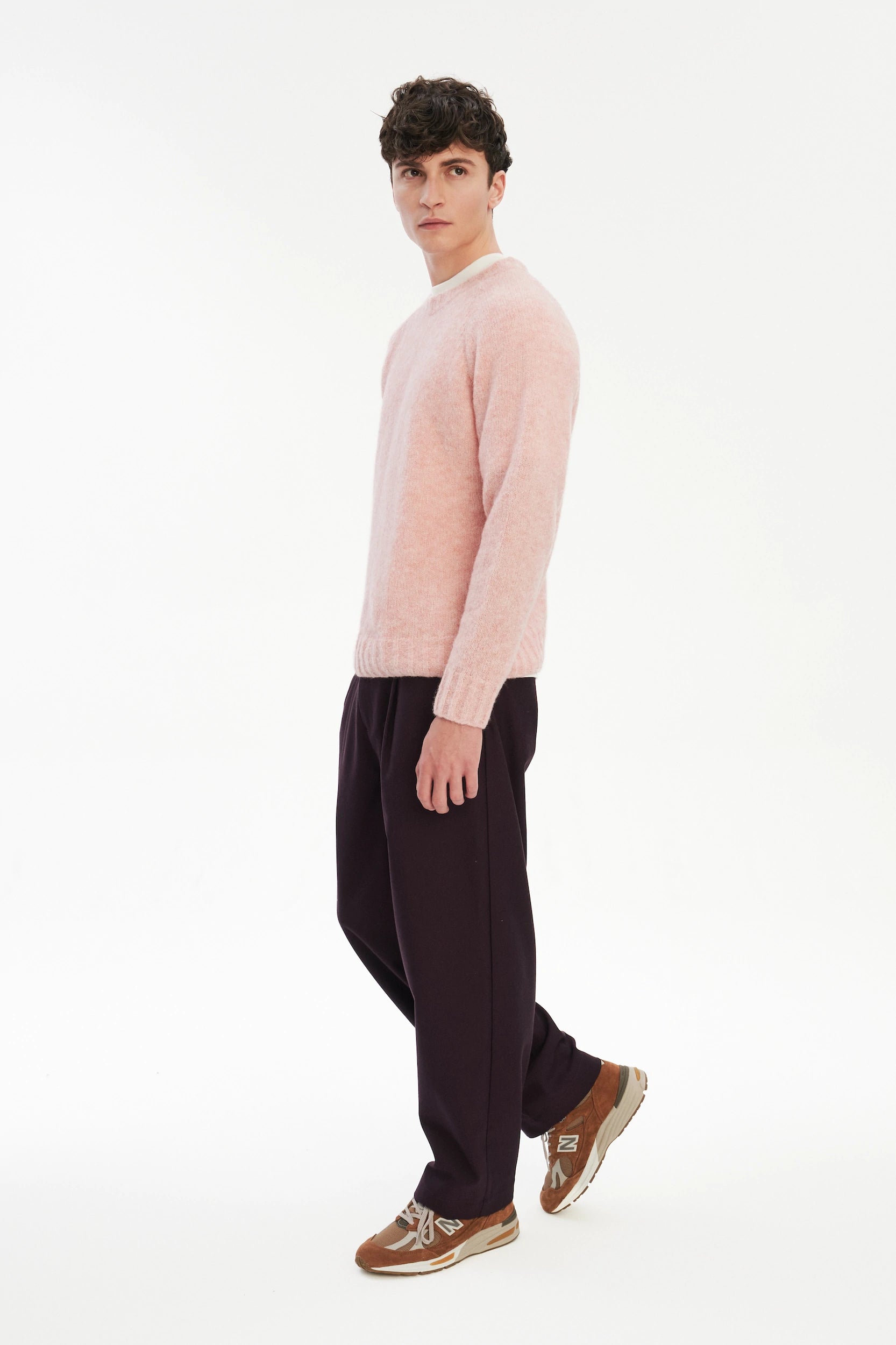 Pre-Order: Brushed Sustainable Alpaca Wool Crewneck Sweater in Pink
