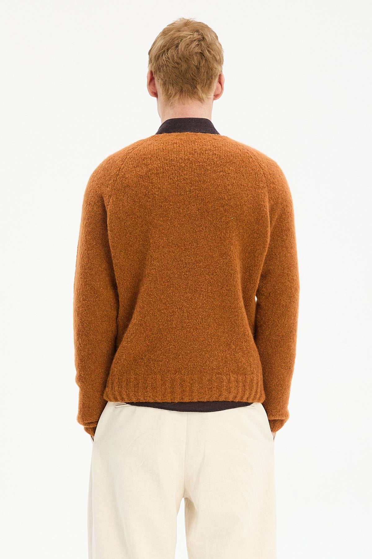 Crewneck Sweater in Burnt Orange Mélange Italian Alpaca