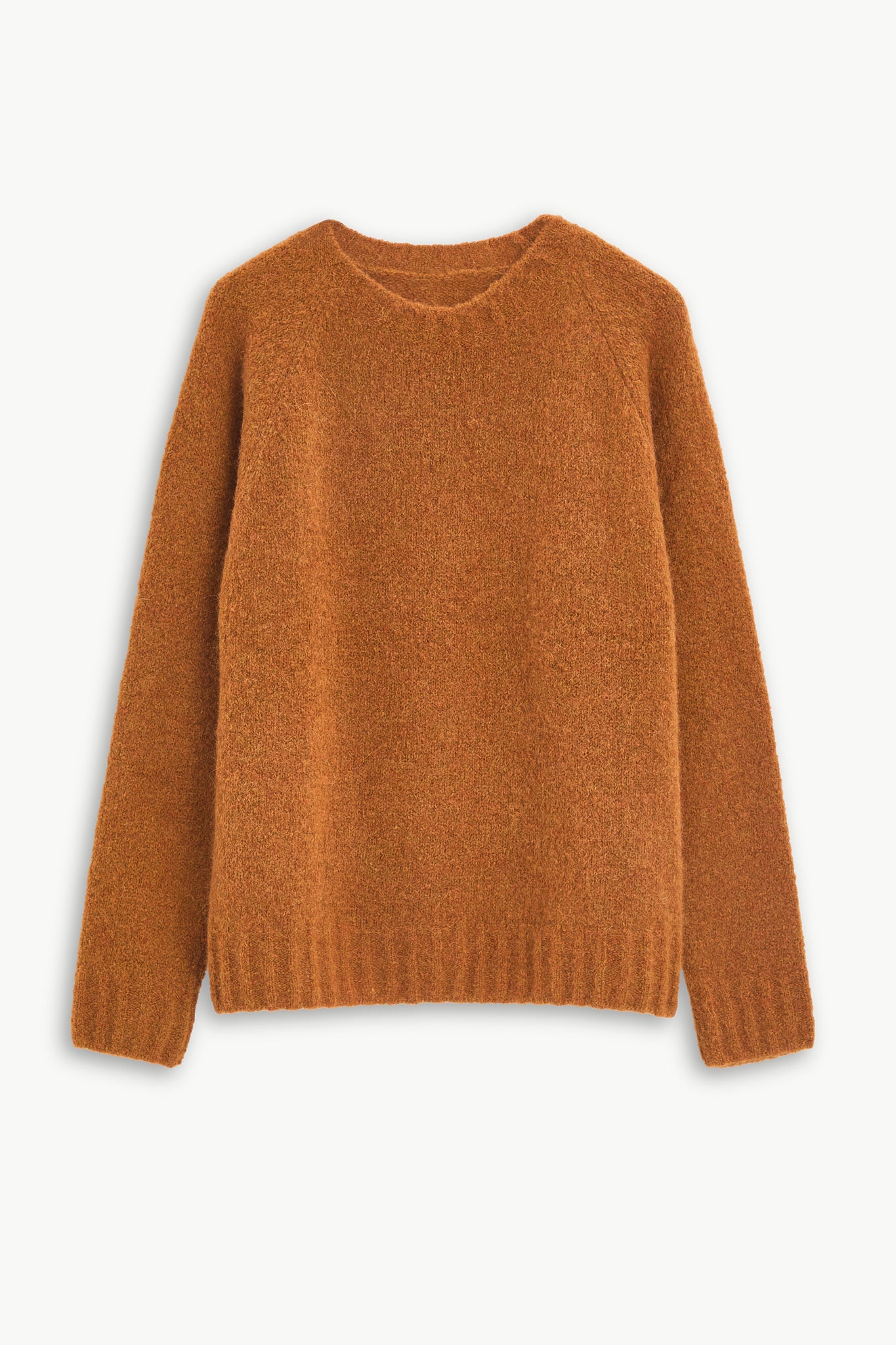 Crewneck Sweater in Burnt Orange Mélange Italian Alpaca