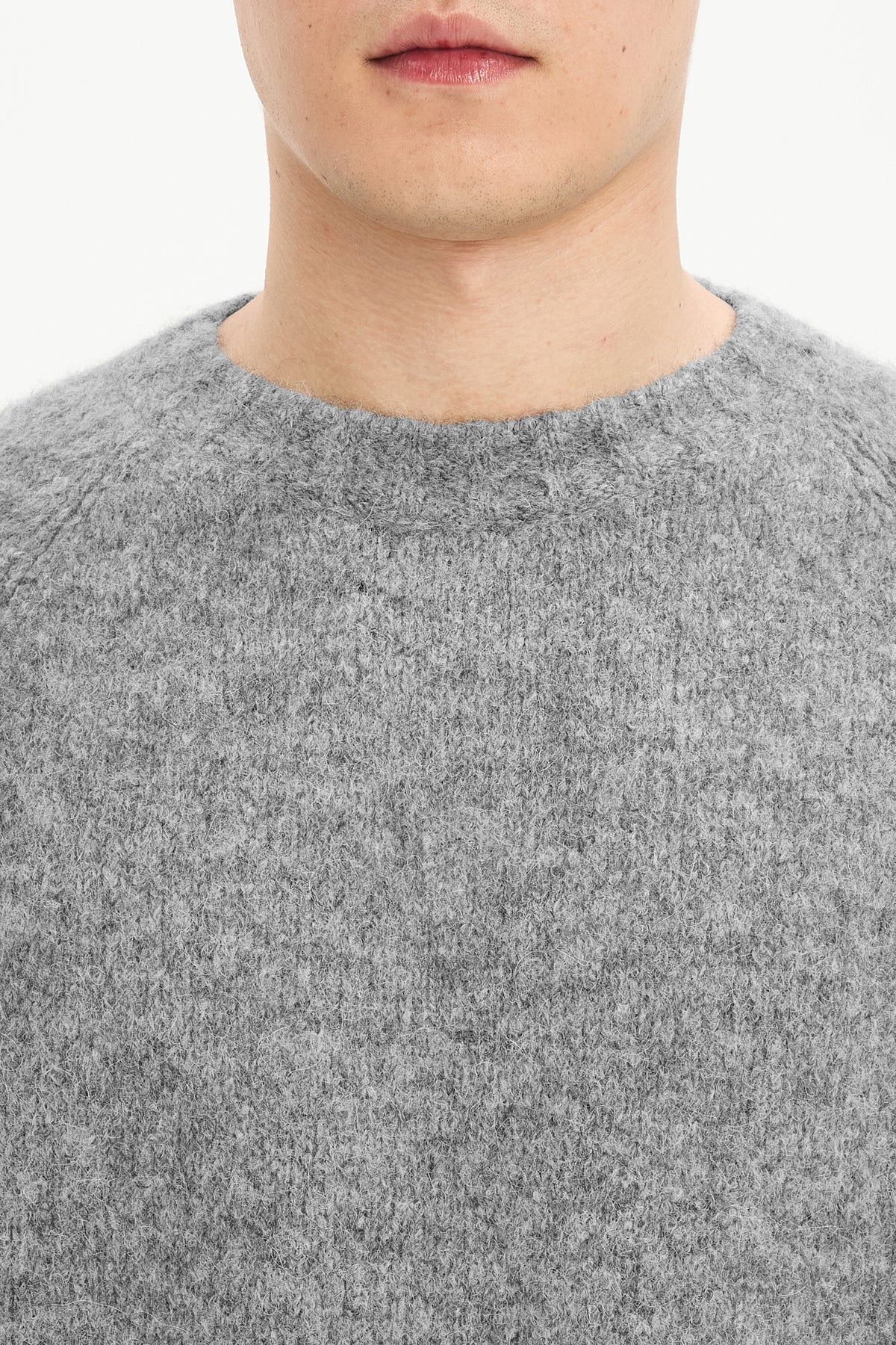 Crewneck Sweater in a Grey Sustainable Alpaca Blend