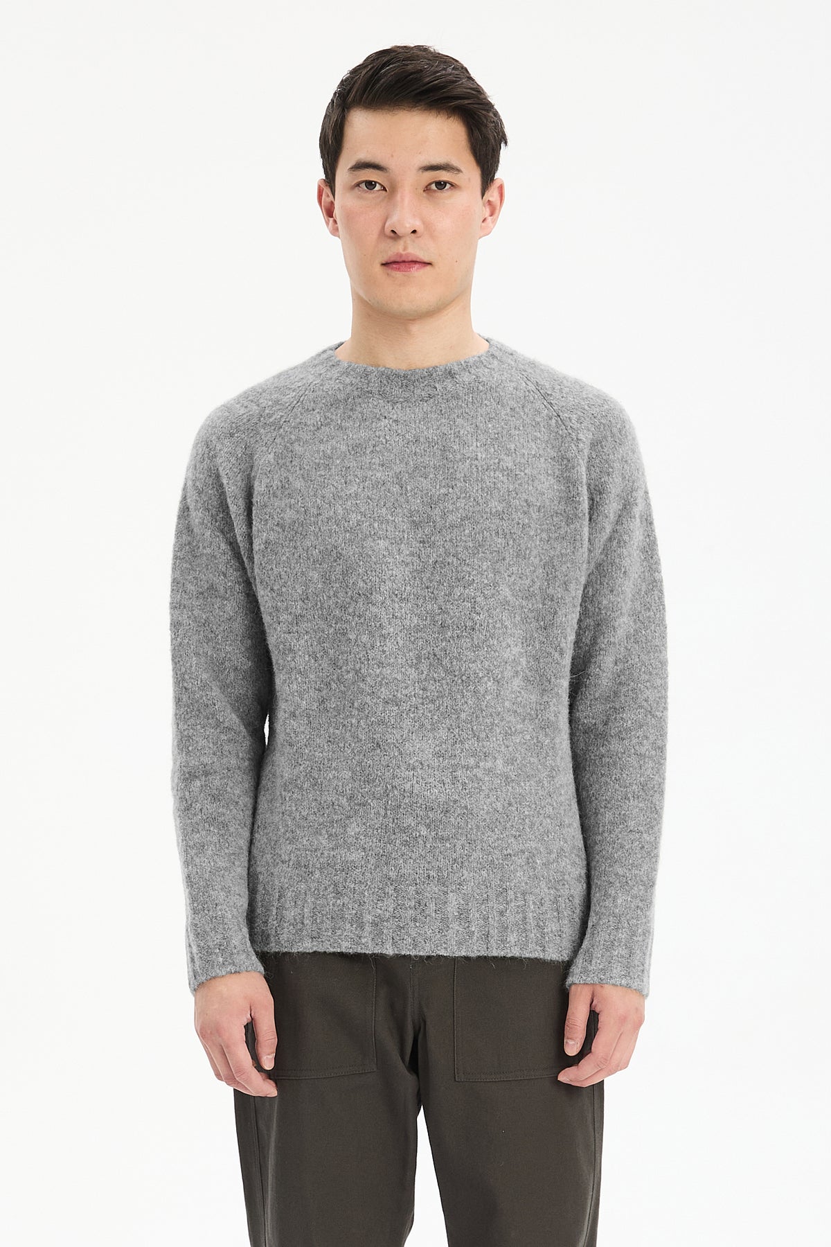 Crewneck Sweater in a Grey Sustainable Alpaca Blend