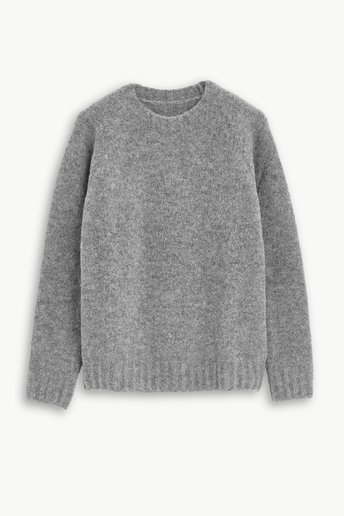 Crewneck Sweater in a Grey Sustainable Alpaca Blend