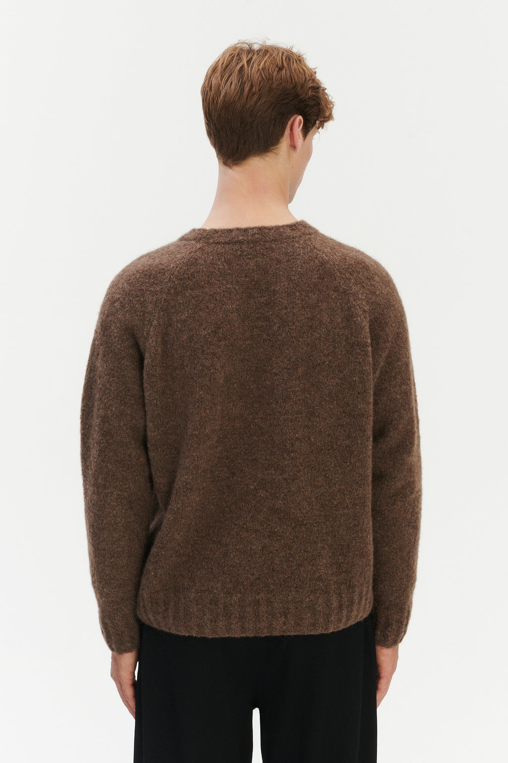 Pre-Order: Brushed Sustainable Alpaca Wool Crewneck Sweater in Cinnamon Brown