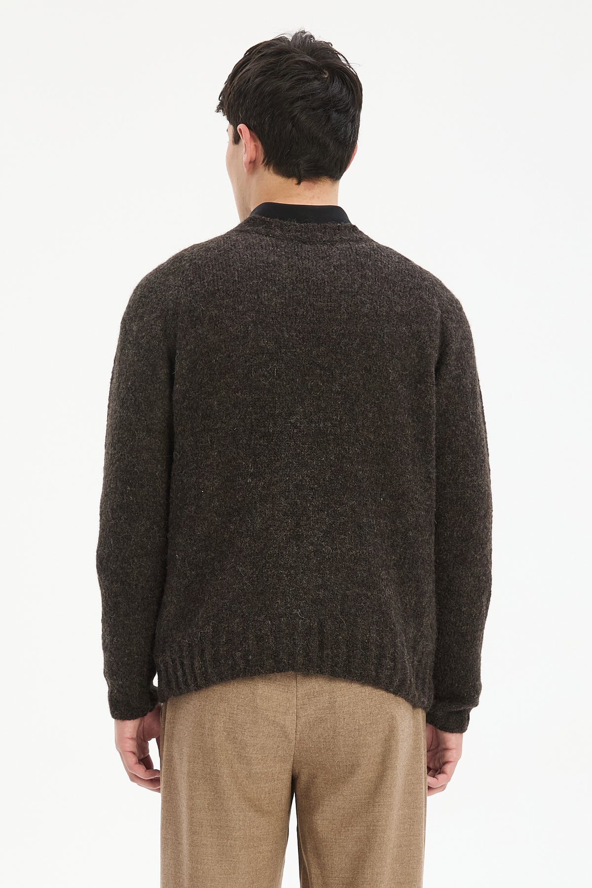Crewneck Sweater in a Deep Espresso Brown Sustainable Alpaca