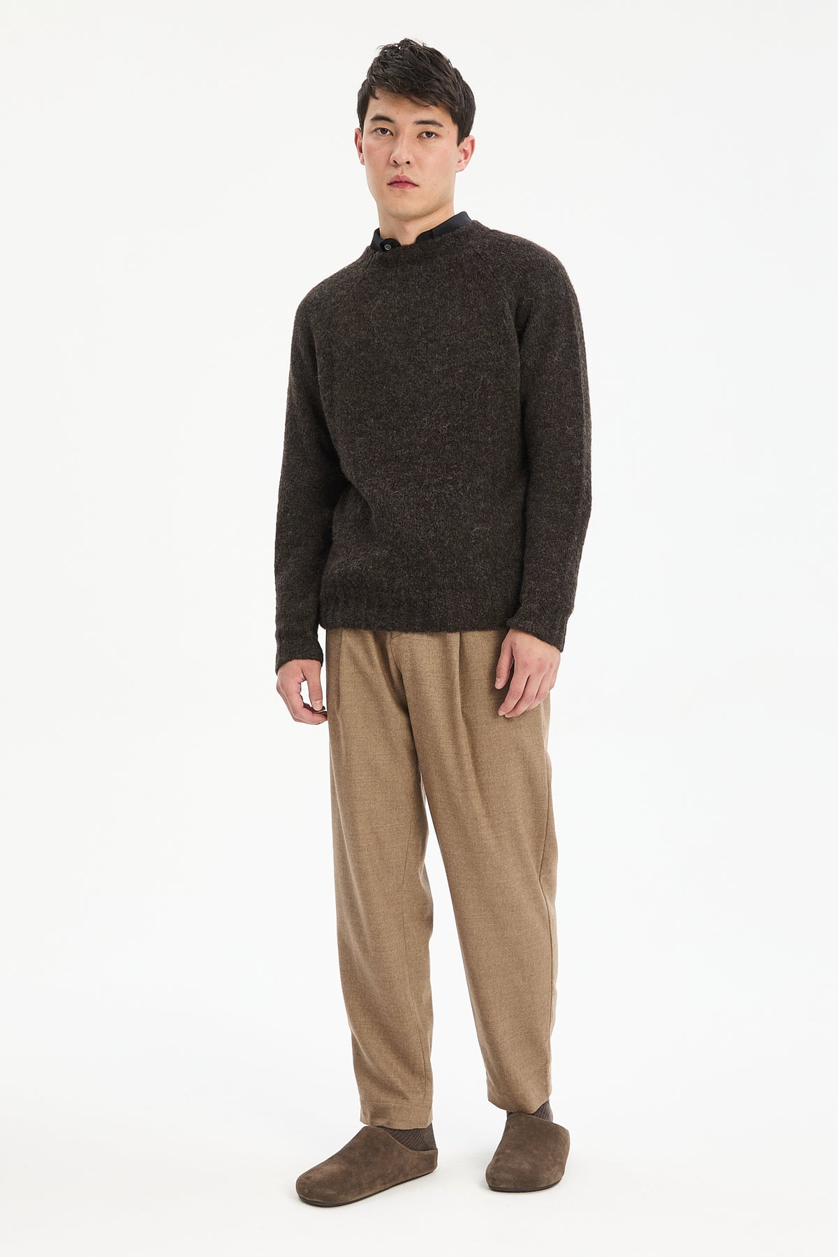 Crewneck Sweater in a Deep Espresso Brown Sustainable Alpaca