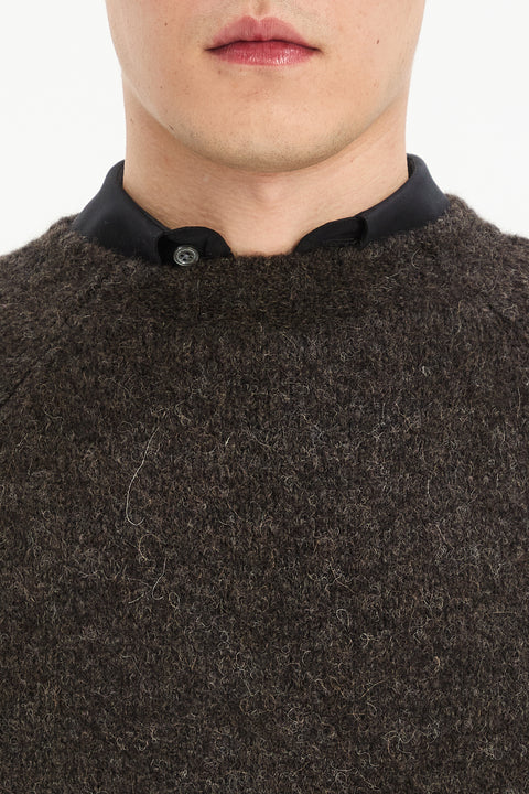 Crewneck Sweater in a Deep Espresso Brown Sustainable Alpaca