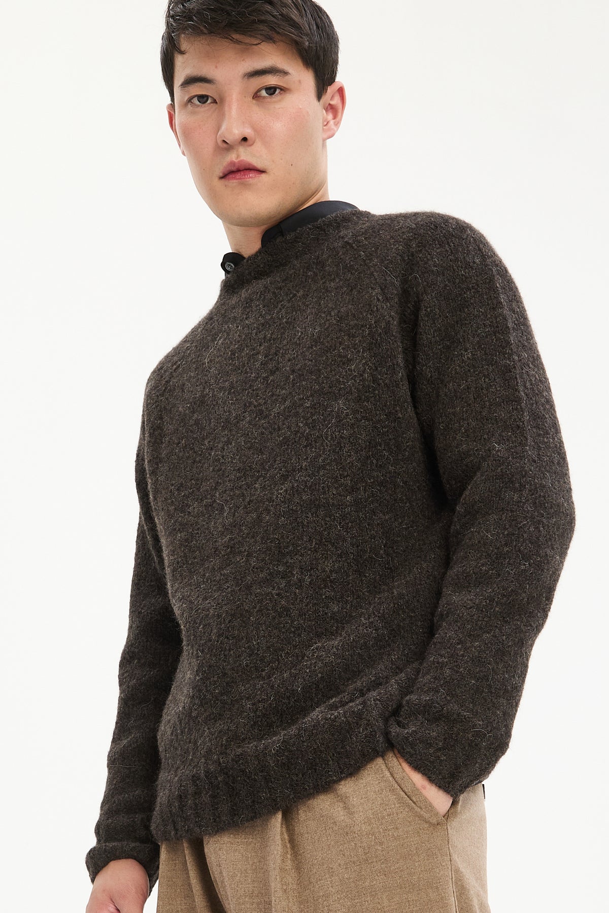 Crewneck Sweater in a Deep Espresso Brown Sustainable Alpaca