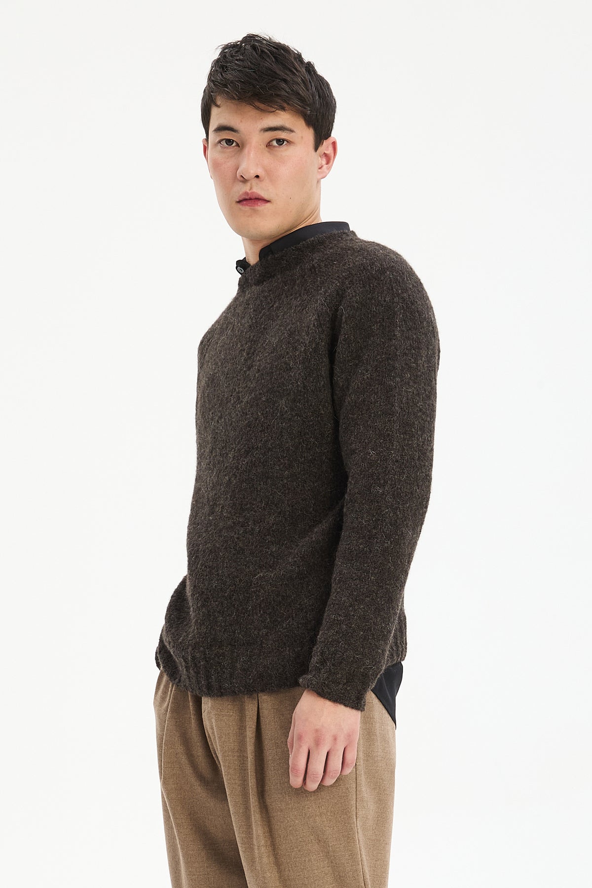 Crewneck Sweater in a Deep Espresso Brown Sustainable Alpaca