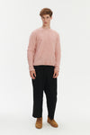 Crewneck Sweater in a Pink Brushed Sustainable Alpaca Wool