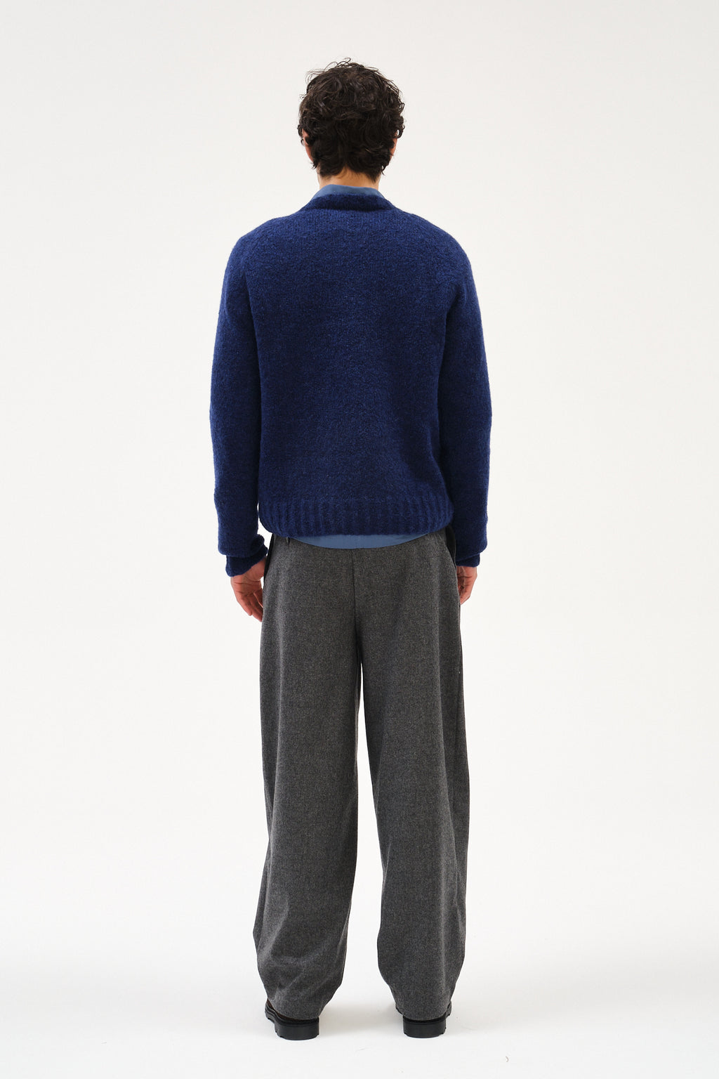 Crewneck Sweater in Dark Cobalt Blue Alpaca Wool