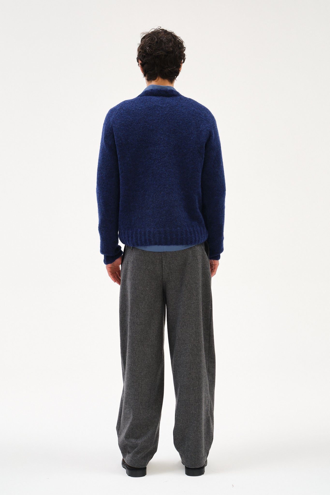Crewneck Sweater in Dark Cobalt Blue Alpaca Wool