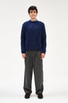 Crewneck Sweater in Dark Cobalt Blue Alpaca Wool