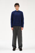 Crewneck Sweater in Dark Cobalt Blue Alpaca Wool