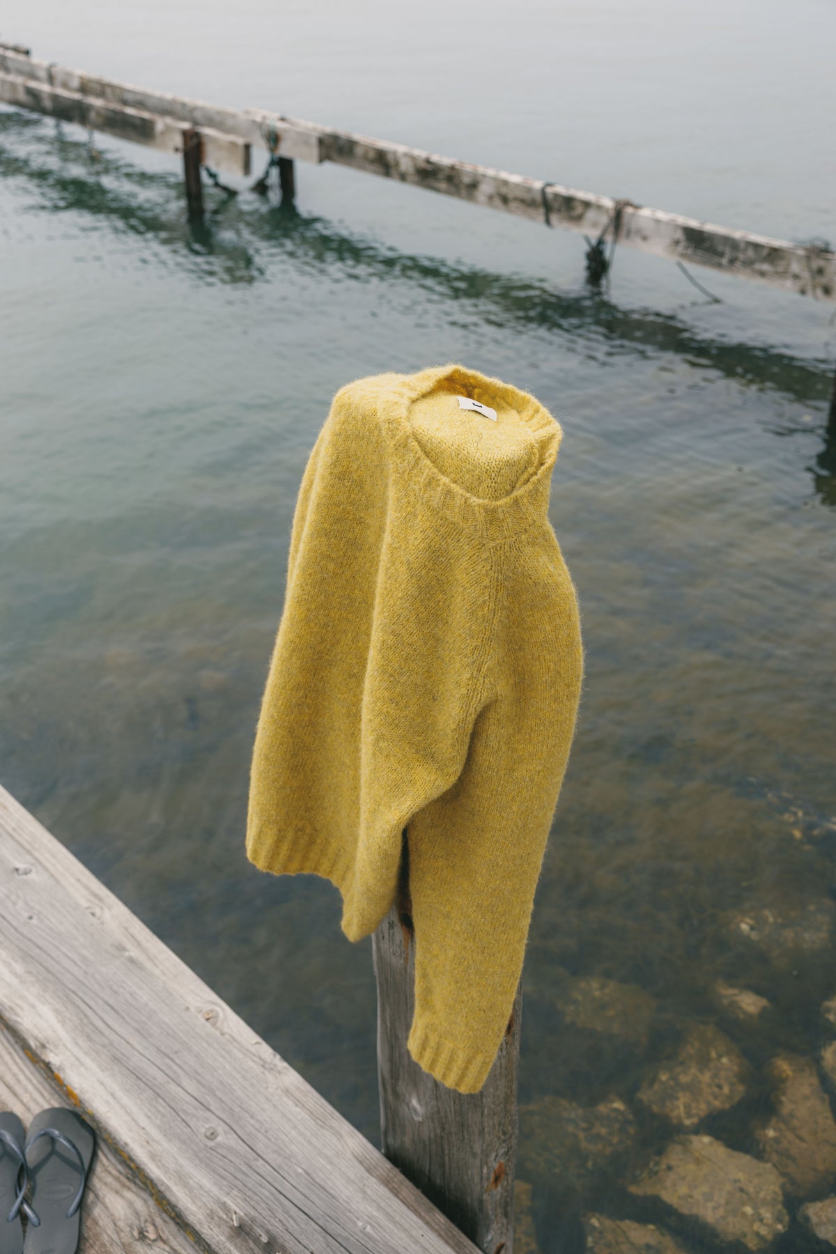 Crewneck Sweater in a Lemon Brushed Sustainable Alpaca Wool