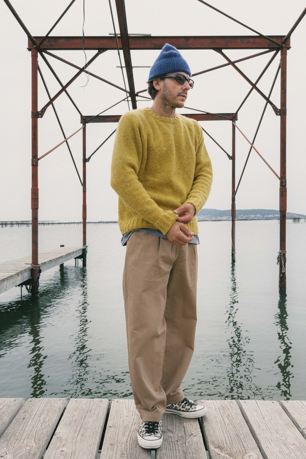 Crewneck Sweater in a Lemon Brushed Sustainable Alpaca Wool