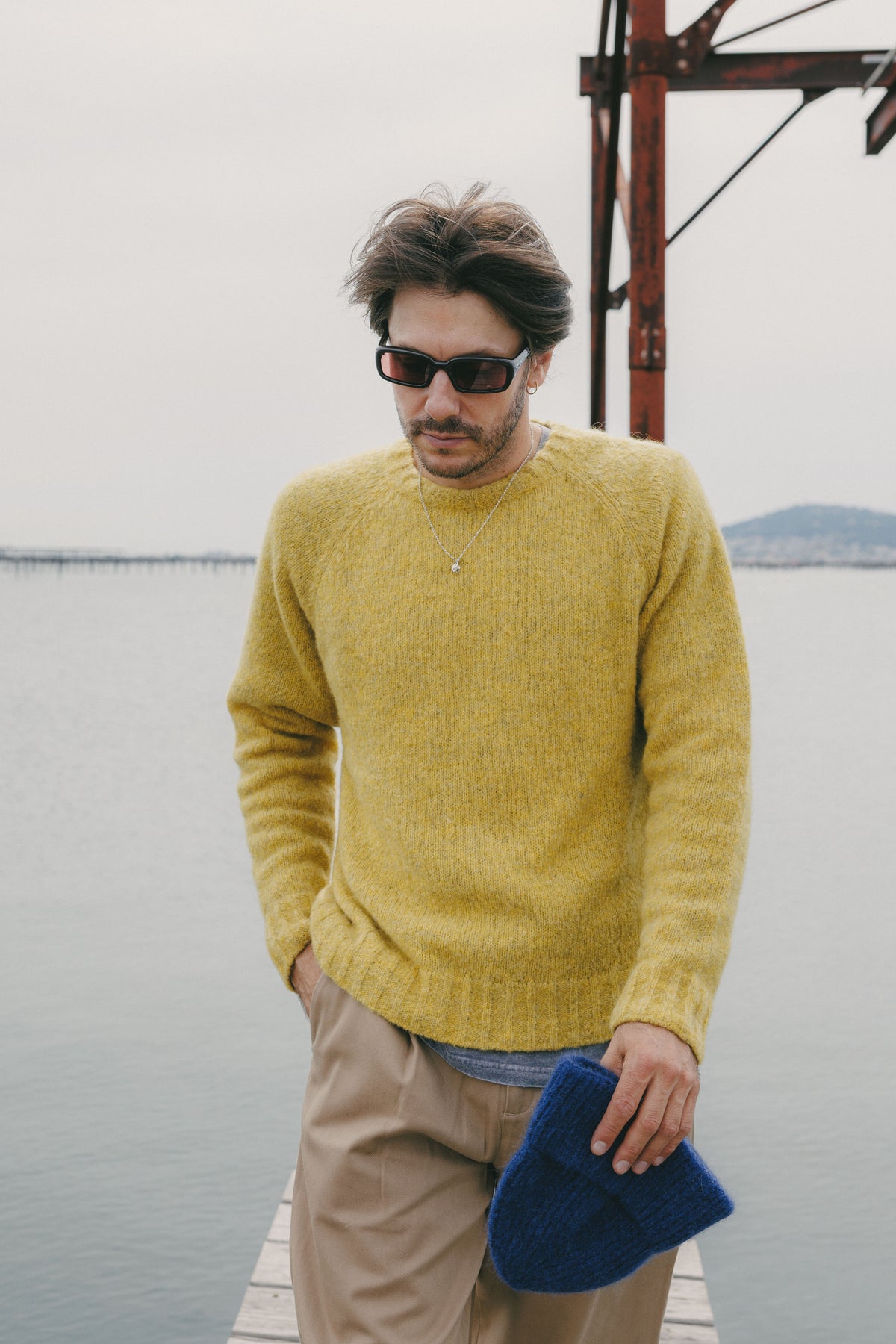 Crewneck Sweater in a Lemon Brushed Sustainable Alpaca Wool