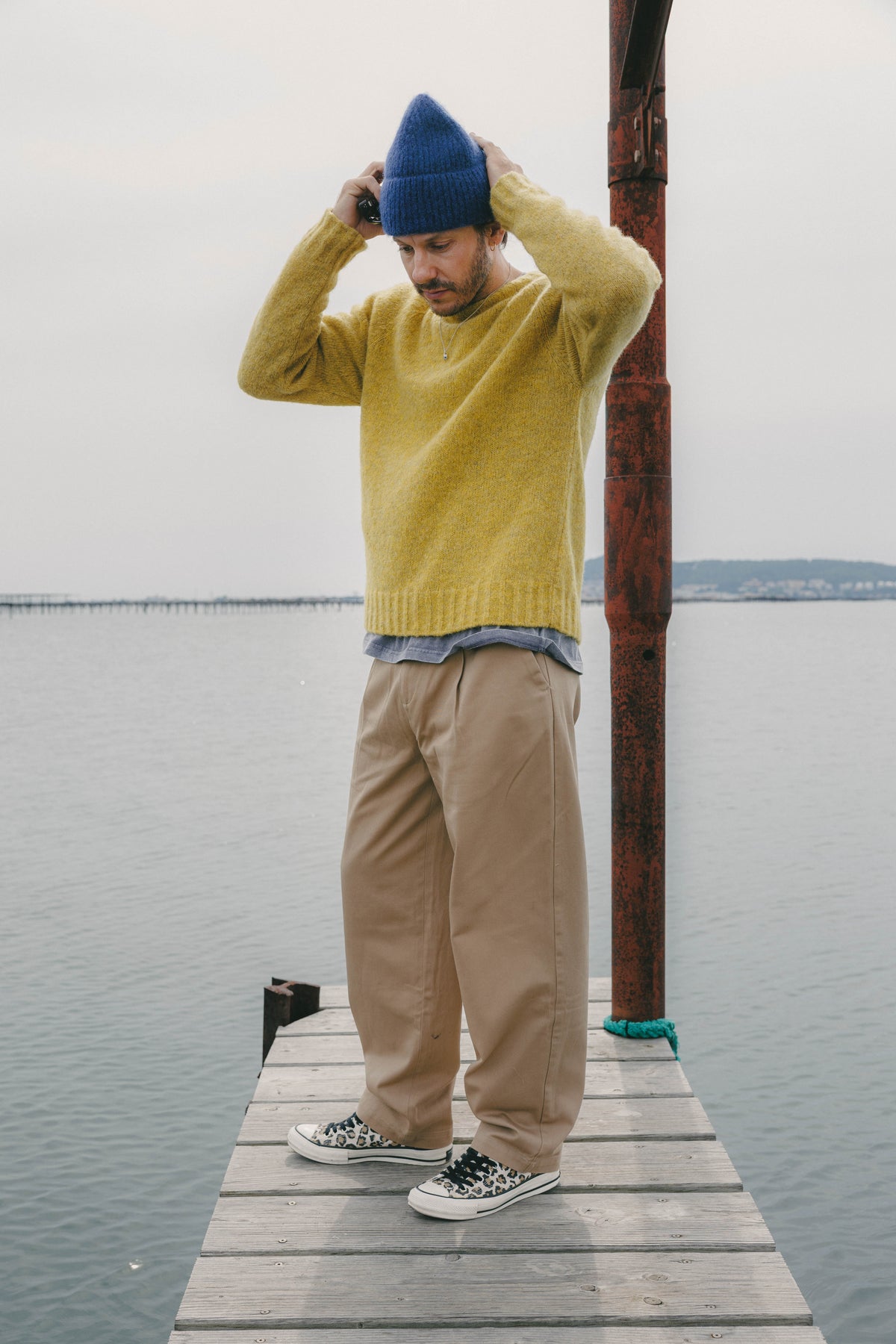 Crewneck Sweater in a Lemon Brushed Sustainable Alpaca Wool