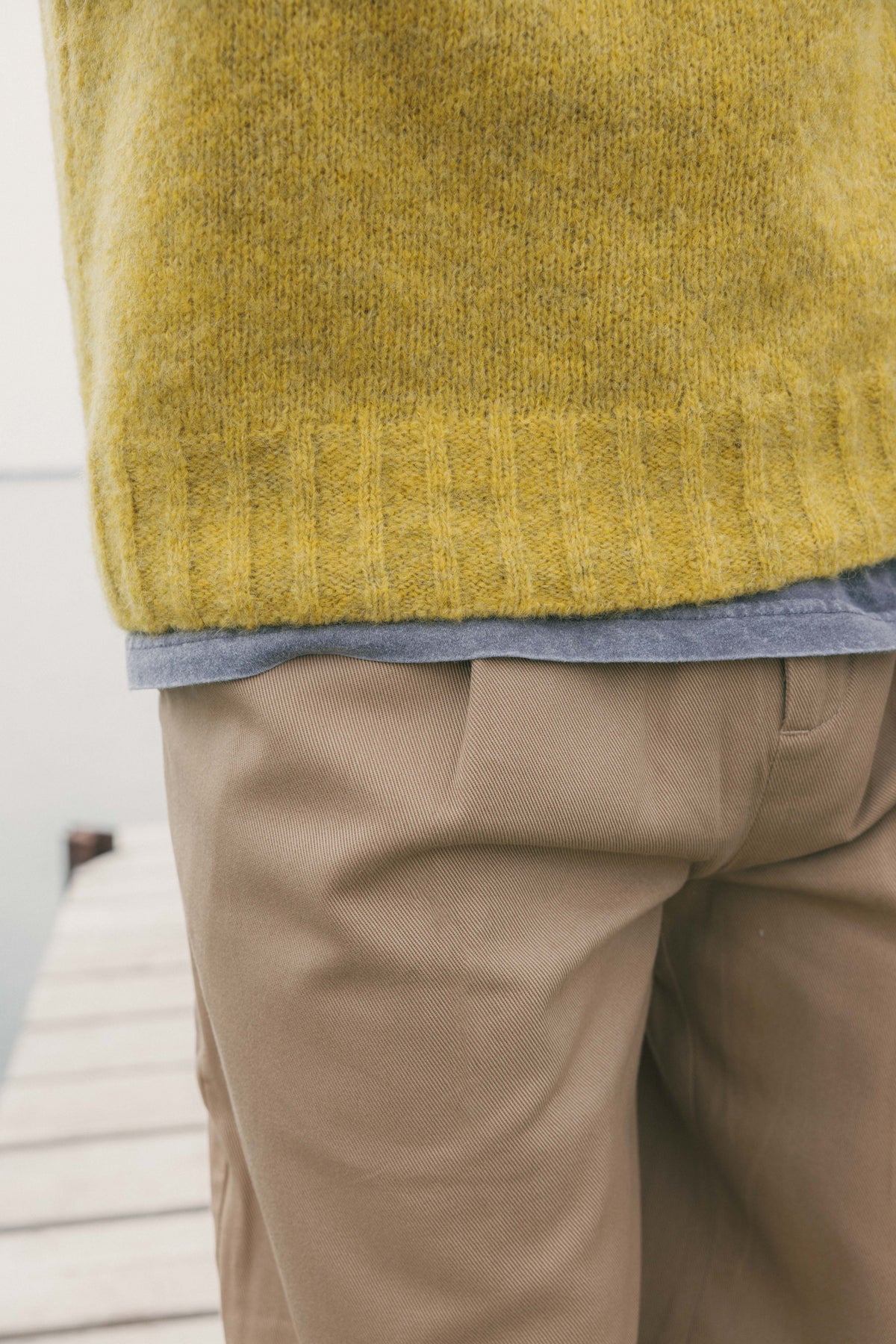 Crewneck Sweater in a Lemon Brushed Sustainable Alpaca Wool