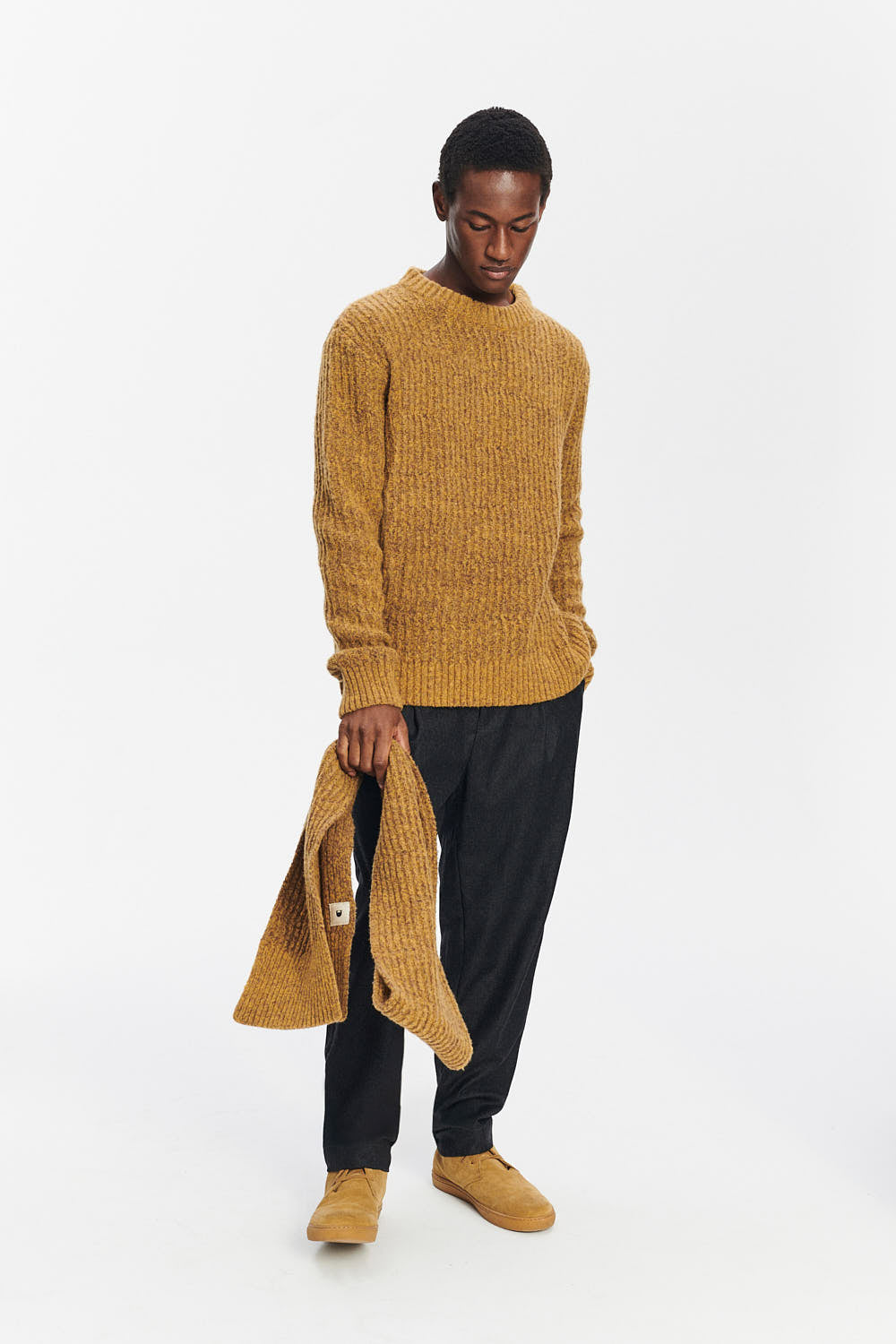 Crewneck Sweater in the Finest Italian Mustard Lambs Wool