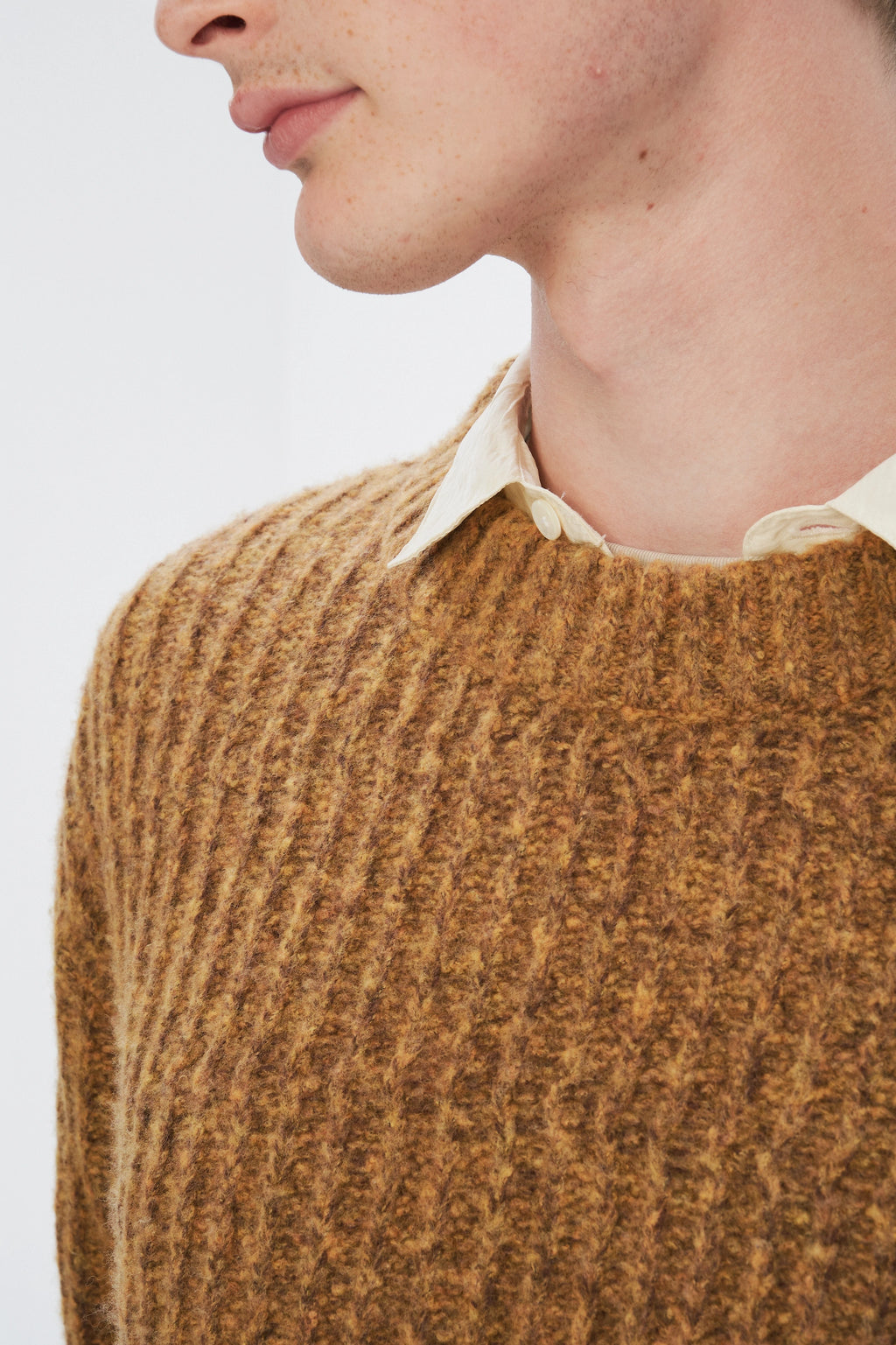 Crewneck Sweater in the Finest Italian Mustard Lambs Wool