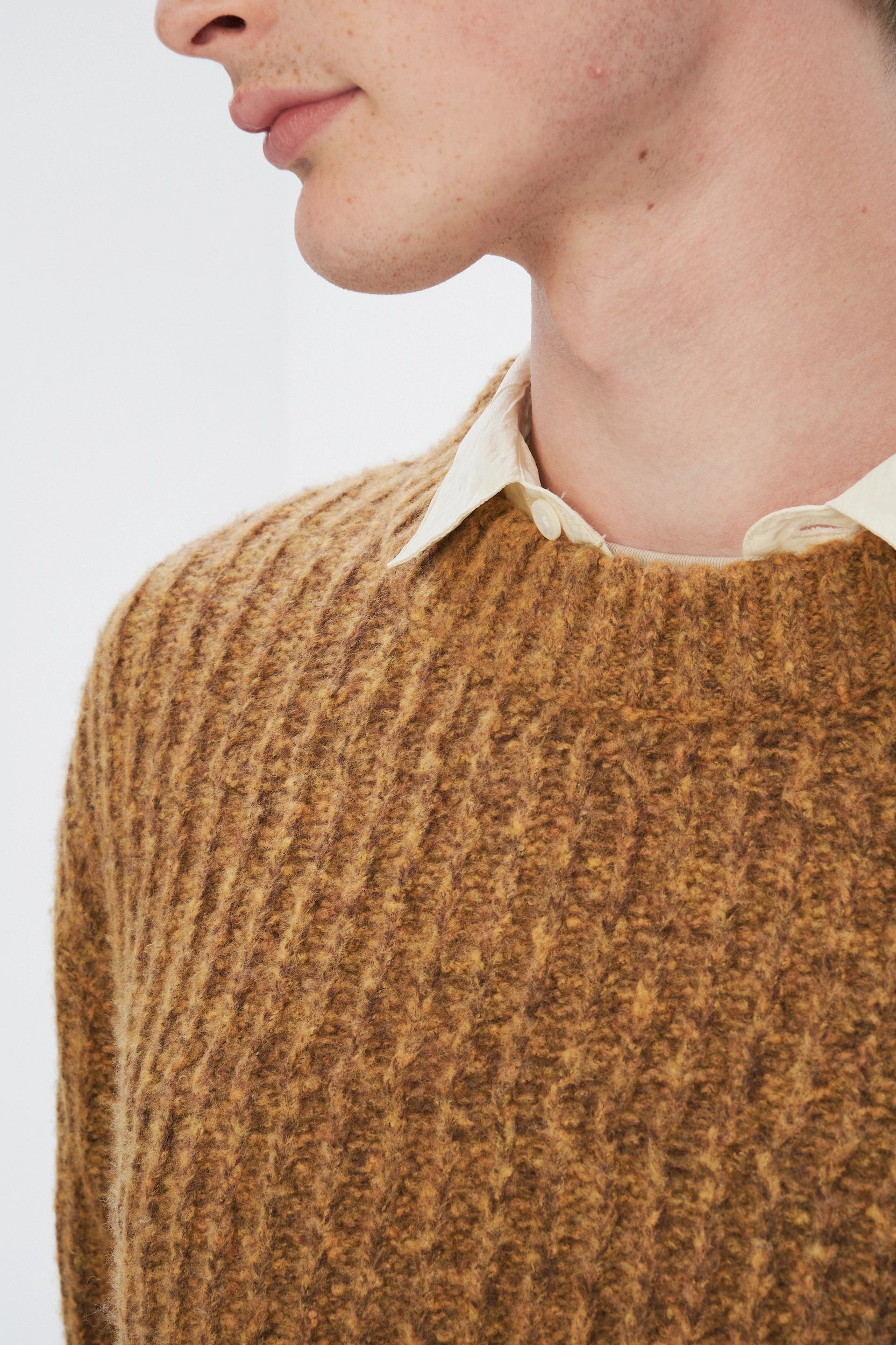 Crewneck Sweater in the Finest Italian Mustard Lambs Wool