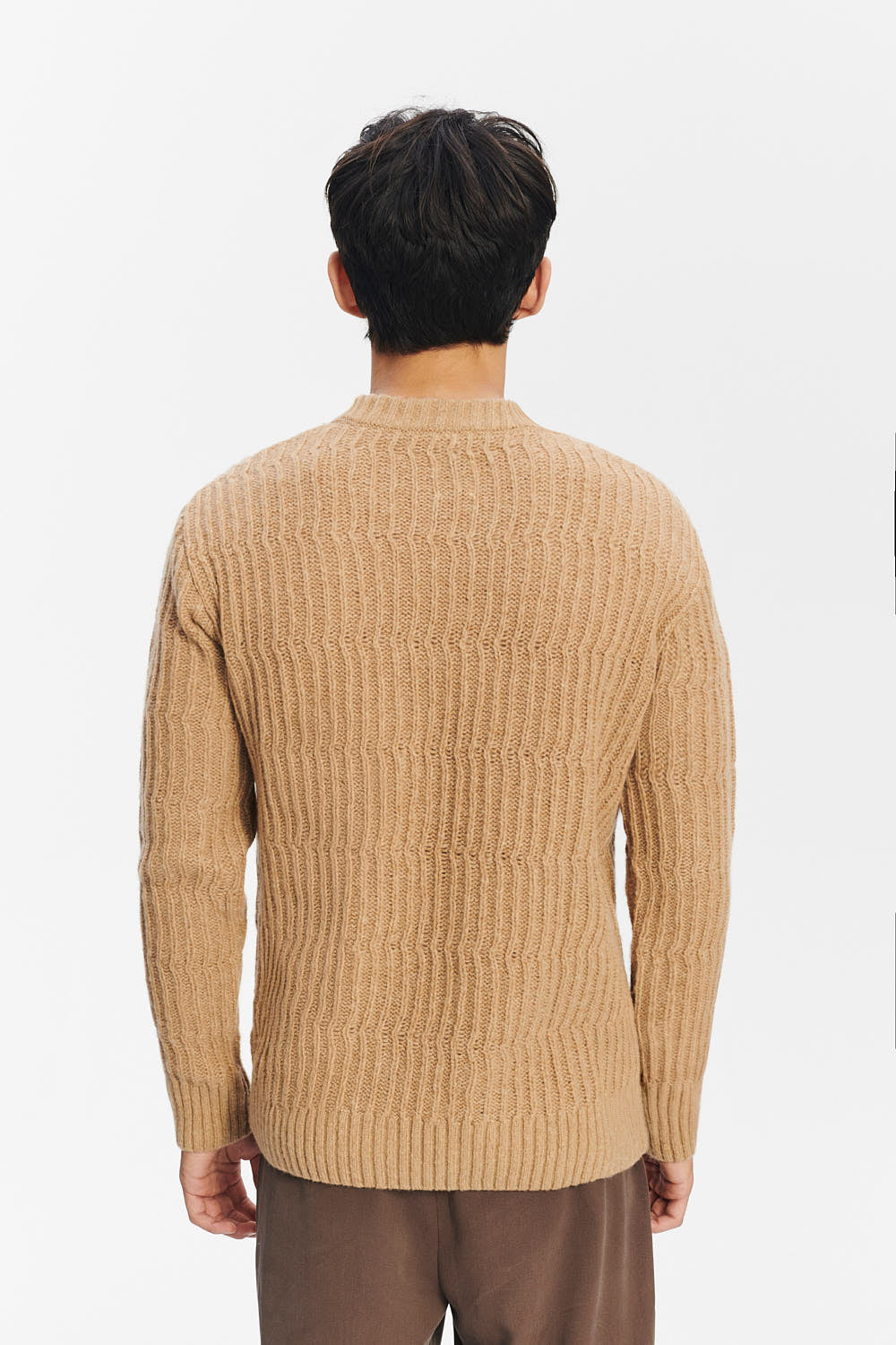 Crewneck Sweater in the Finest Italian Beige Lambs Wool