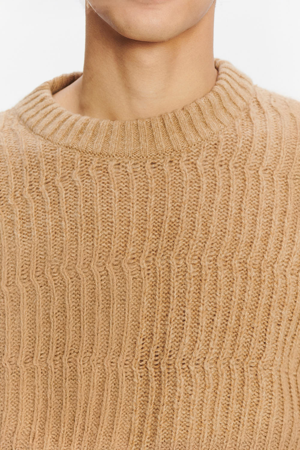 Crewneck Sweater in the Finest Italian Beige Lambs Wool