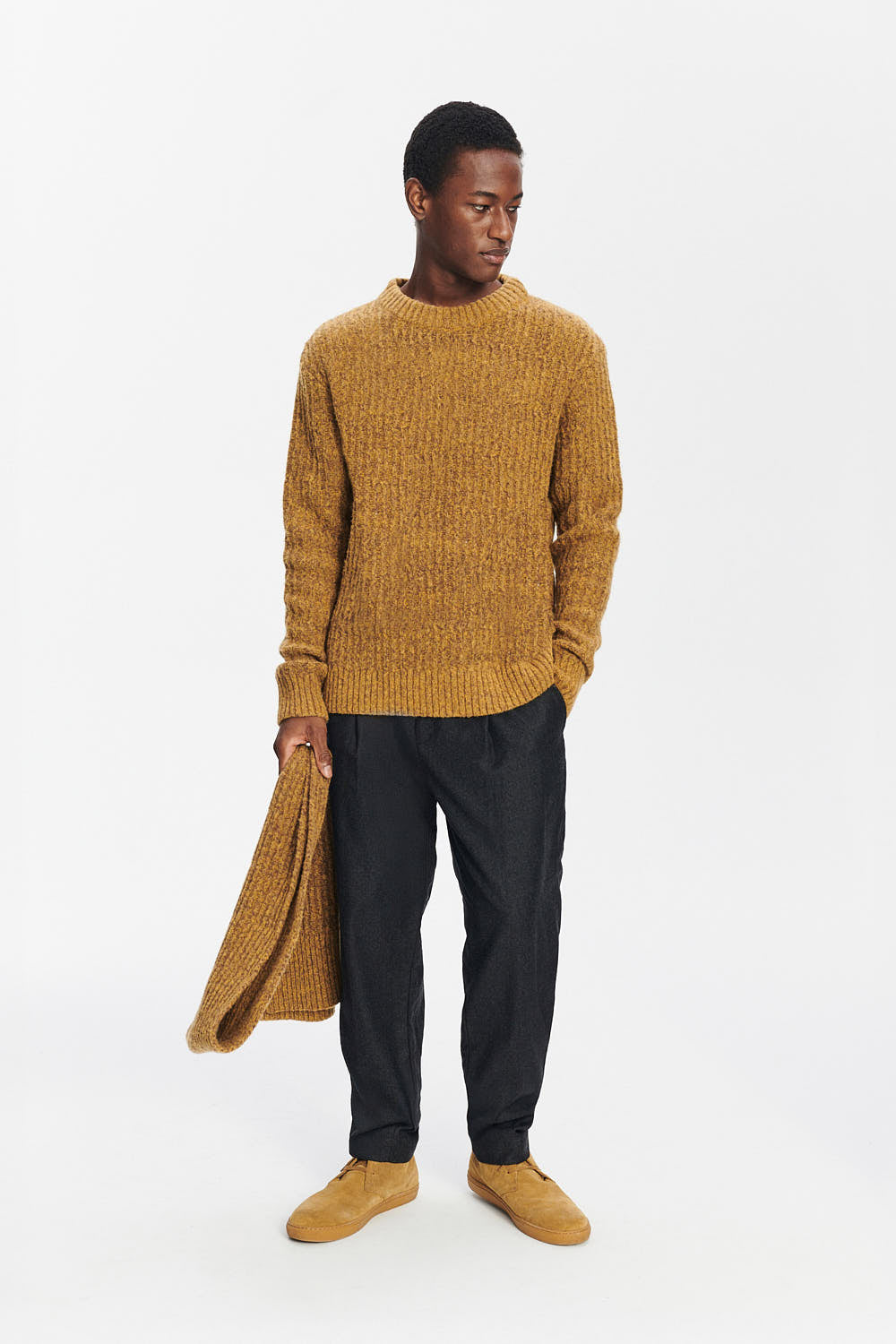 Crewneck Sweater in the Finest Italian Mustard Lambs Wool