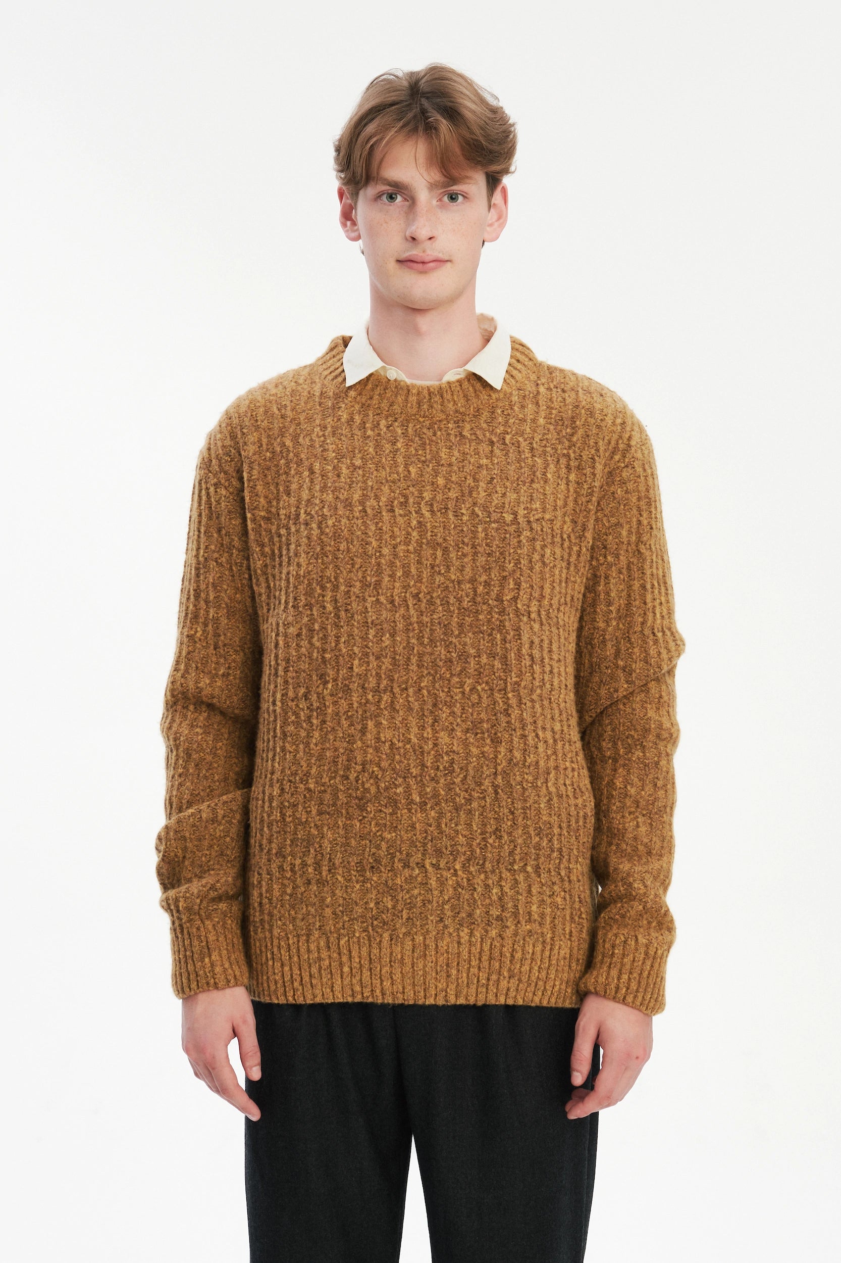 Crewneck Sweater in the Finest Italian Mustard Lambs Wool