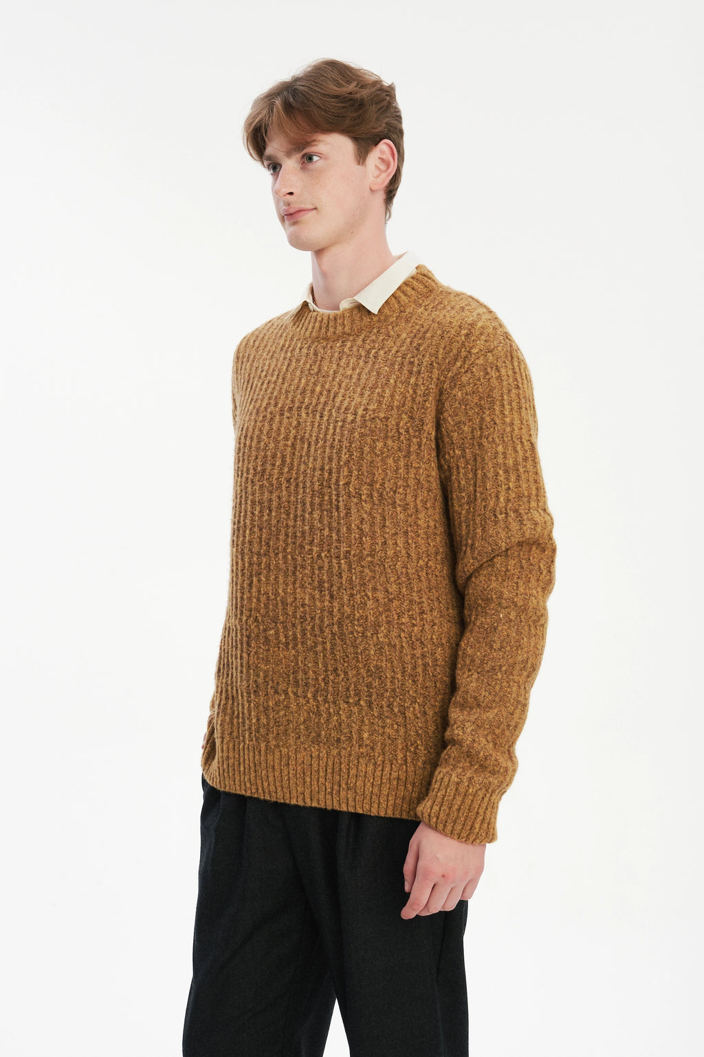 Crewneck Sweater in the Finest Italian Mustard Lambs Wool