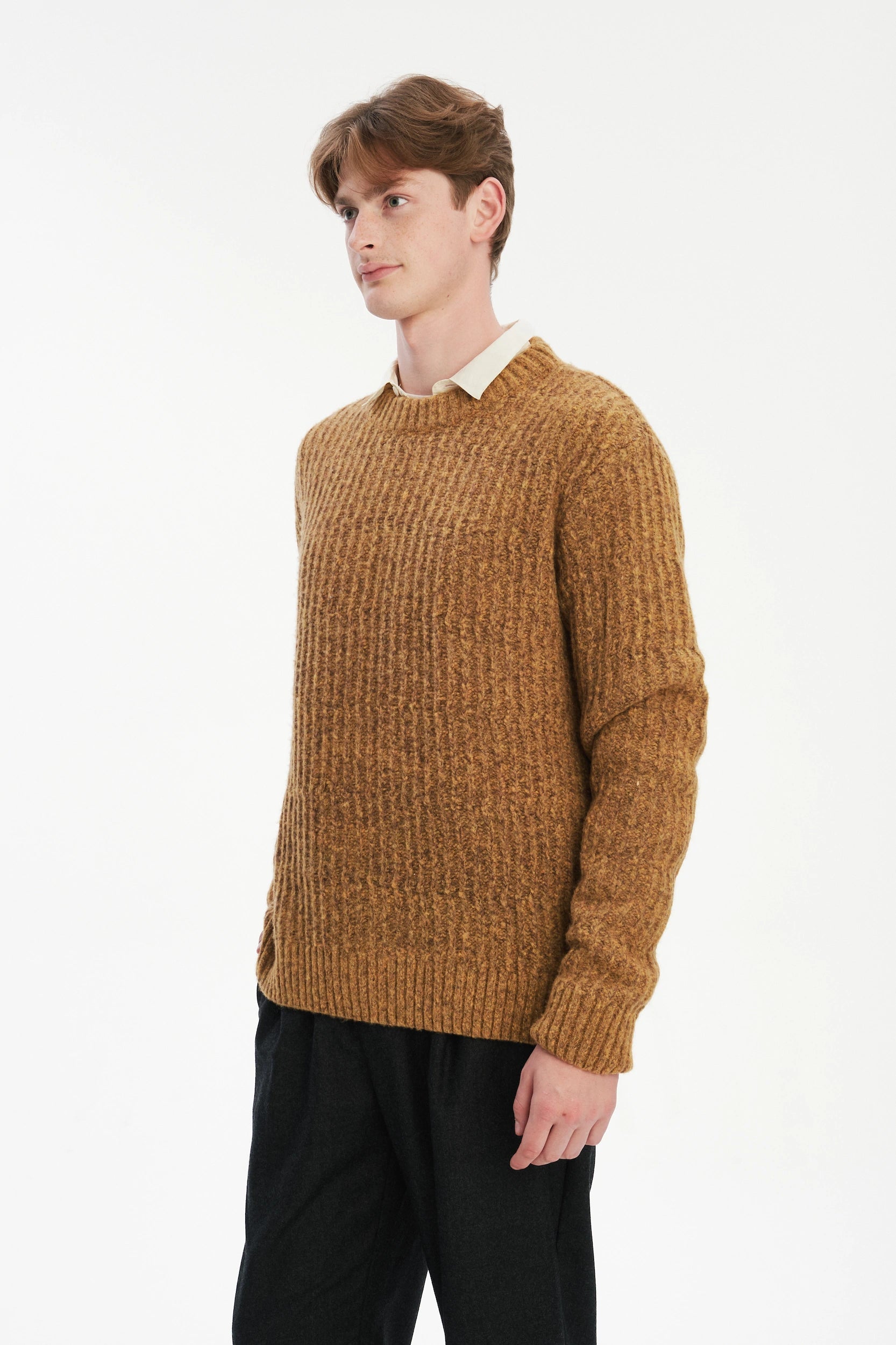 Crewneck Sweater in the Finest Italian Mustard Lambs Wool