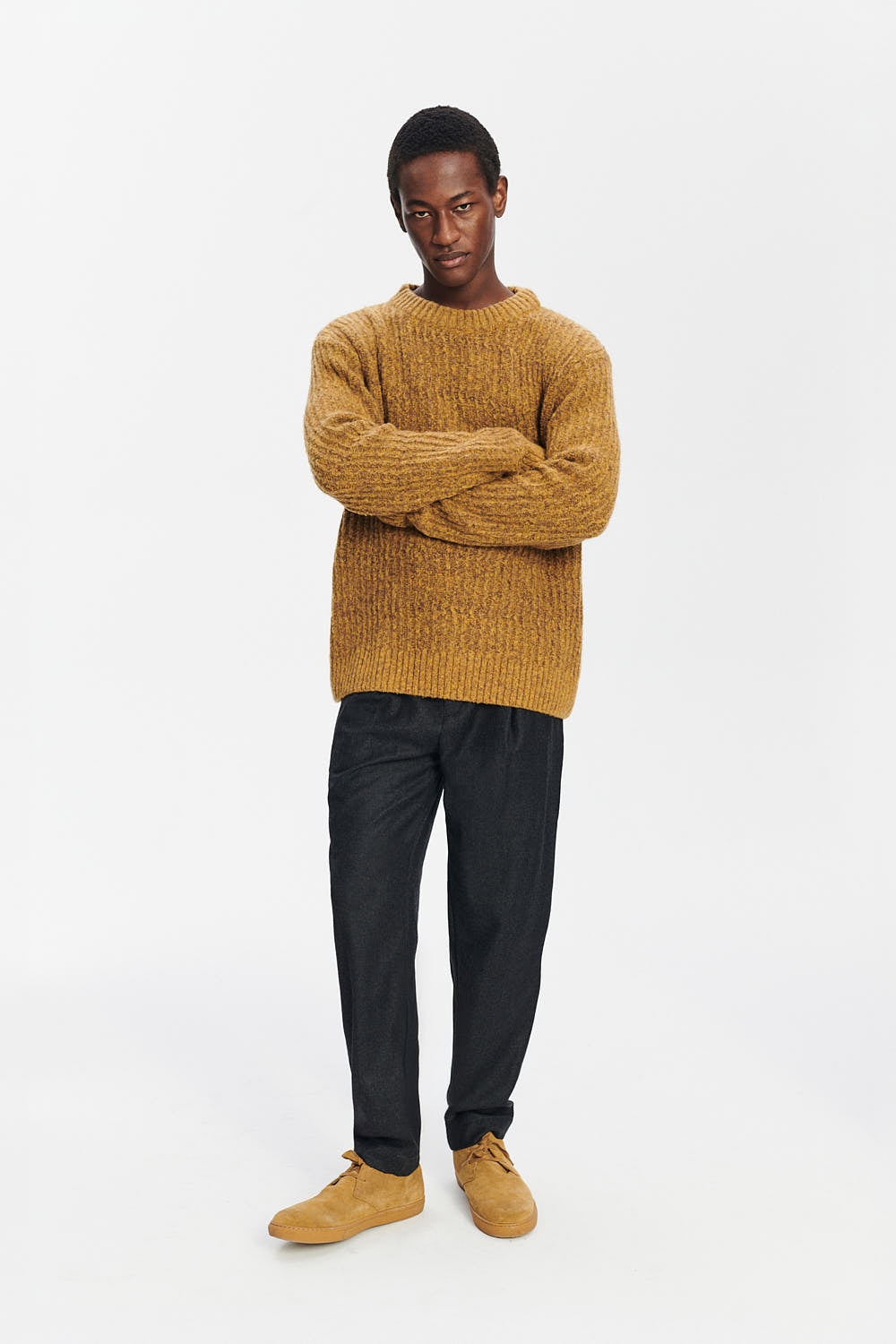 Crewneck Sweater in the Finest Italian Mustard Lambs Wool