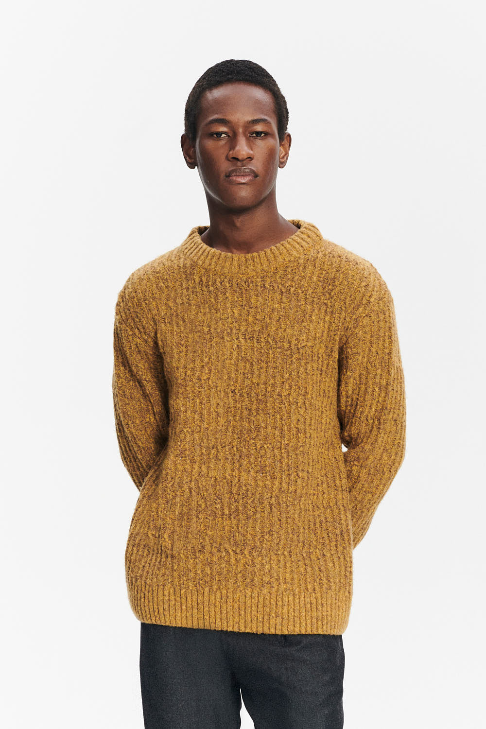 Crewneck Sweater in the Finest Italian Mustard Lambs Wool