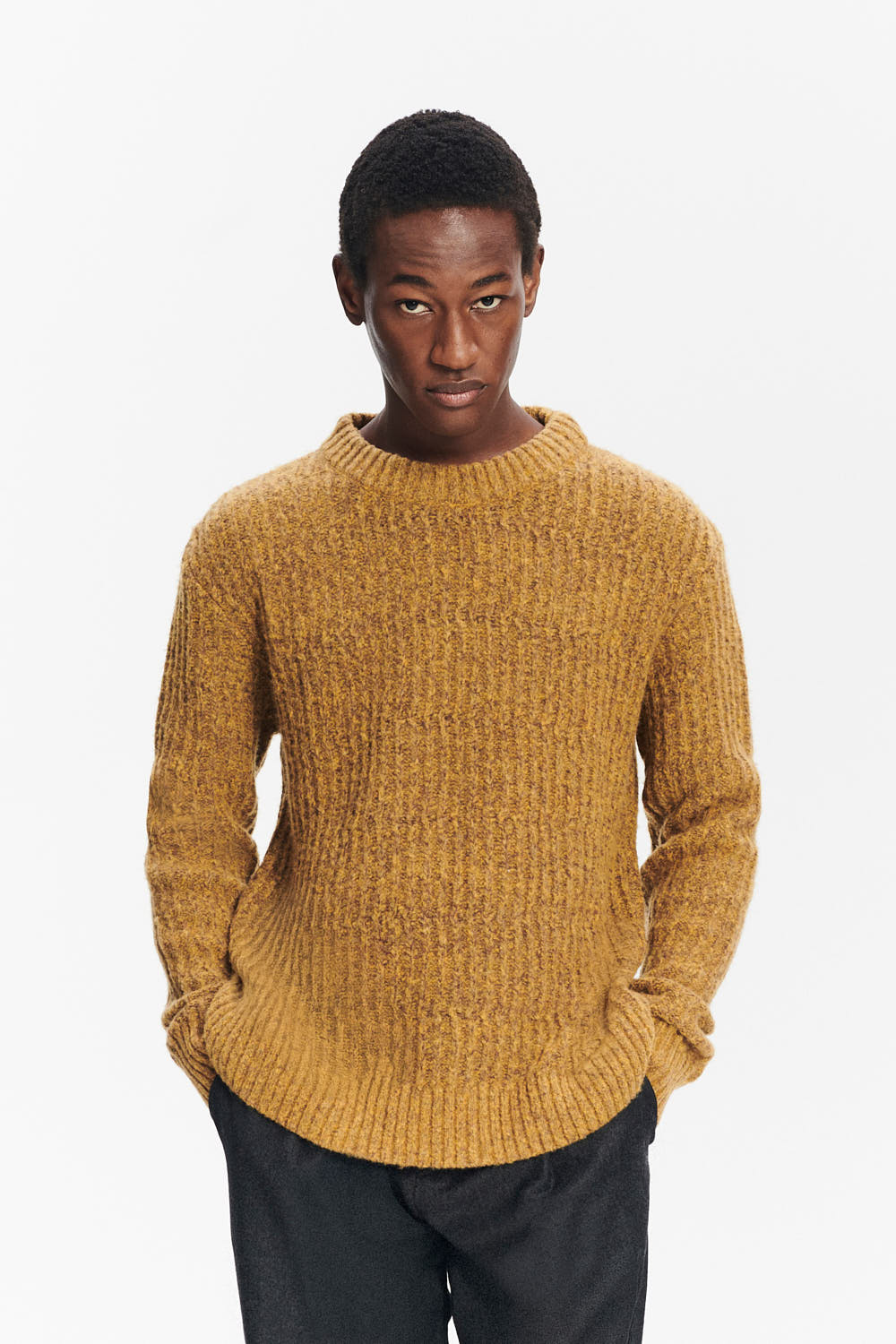 Crewneck Sweater in the Finest Italian Mustard Lambs Wool