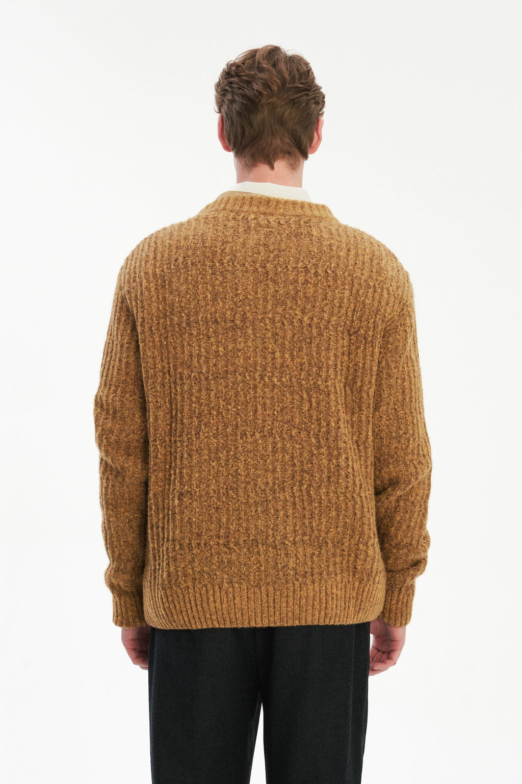 Crewneck Sweater in the Finest Italian Mustard Lambs Wool