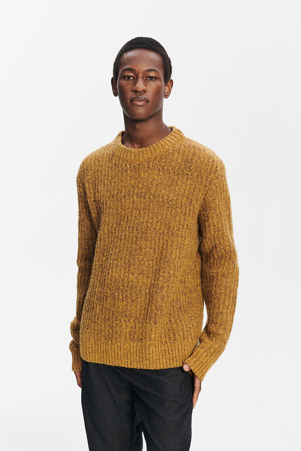 Crewneck Sweater in the Finest Italian Mustard Lambs Wool