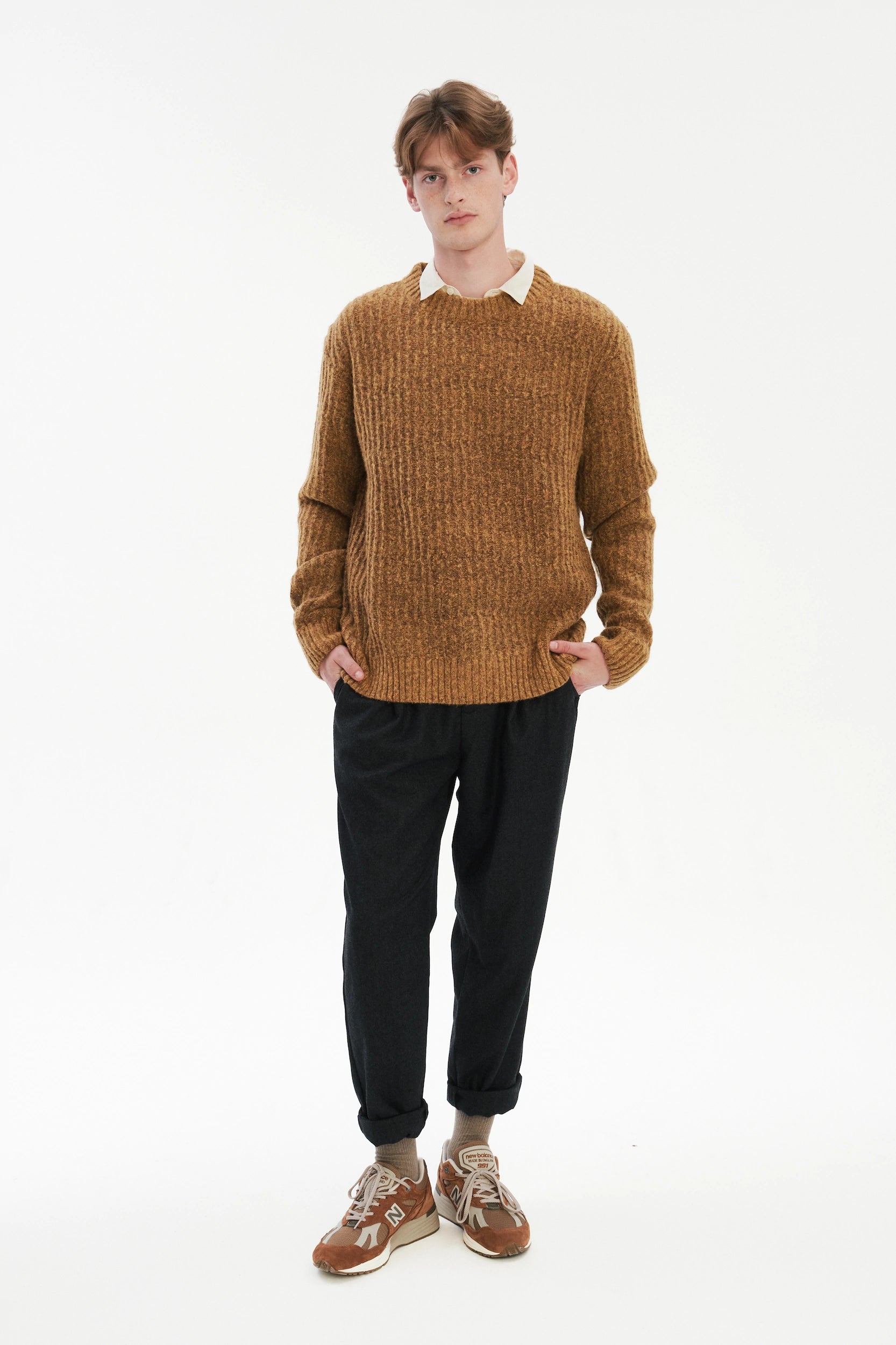 Crewneck Sweater in the Finest Italian Mustard Lambs Wool
