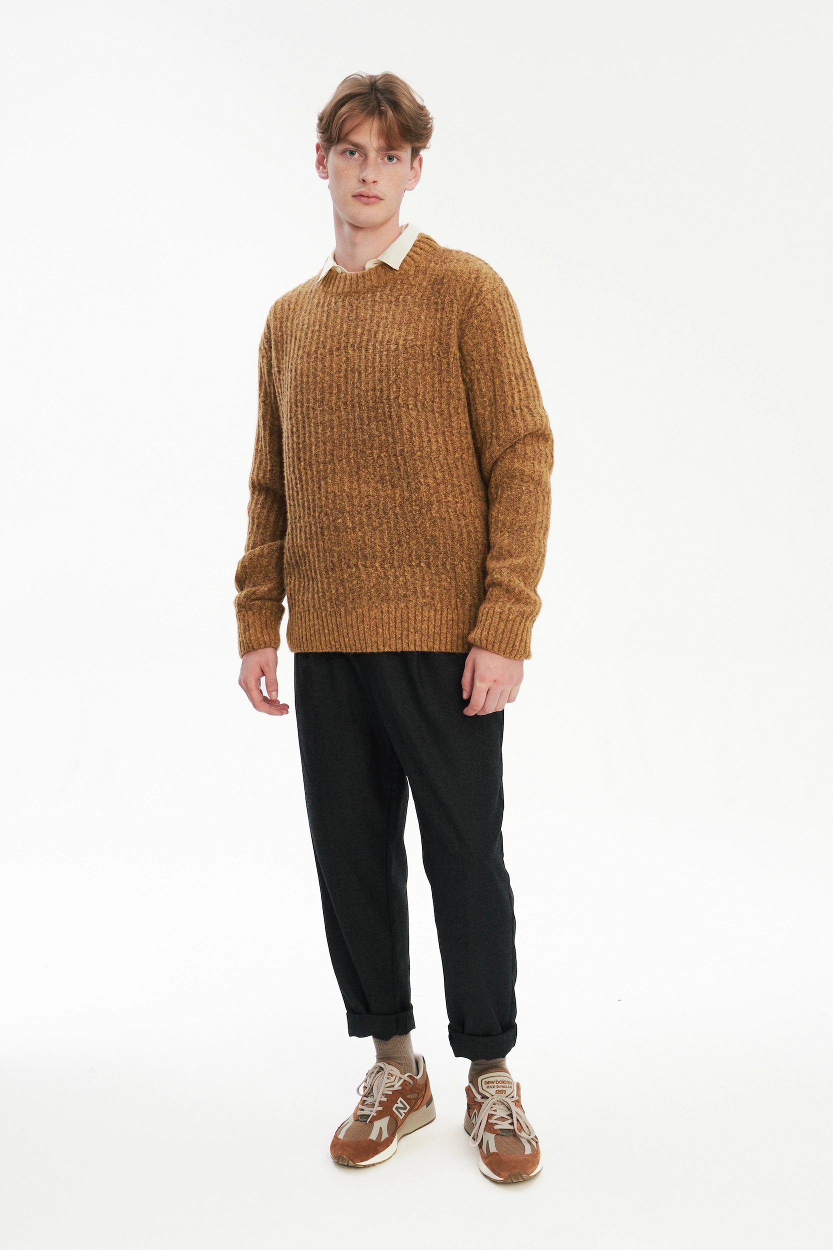 Crewneck Sweater in the Finest Italian Mustard Lambs Wool