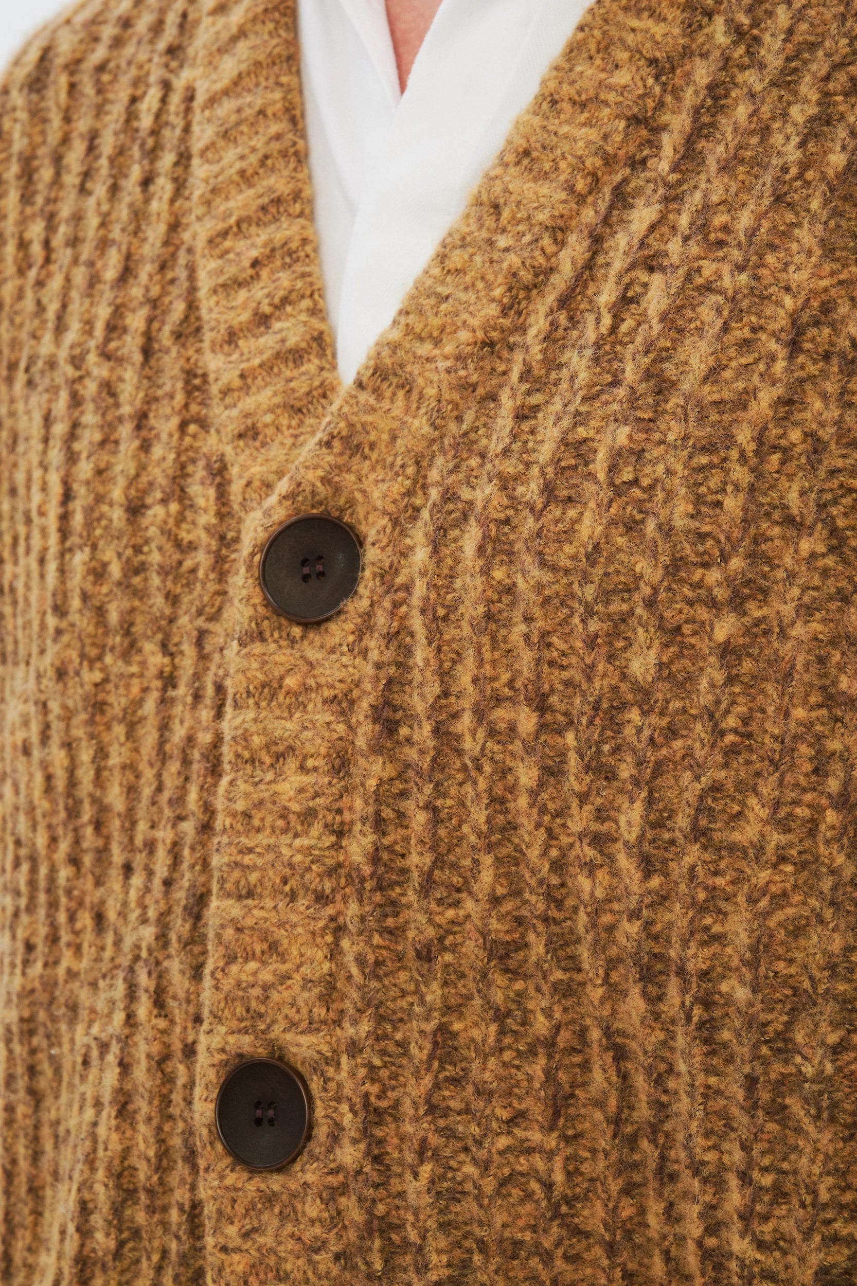 Cardigan in the Finest Italian Mustard Melange Lambs Wool