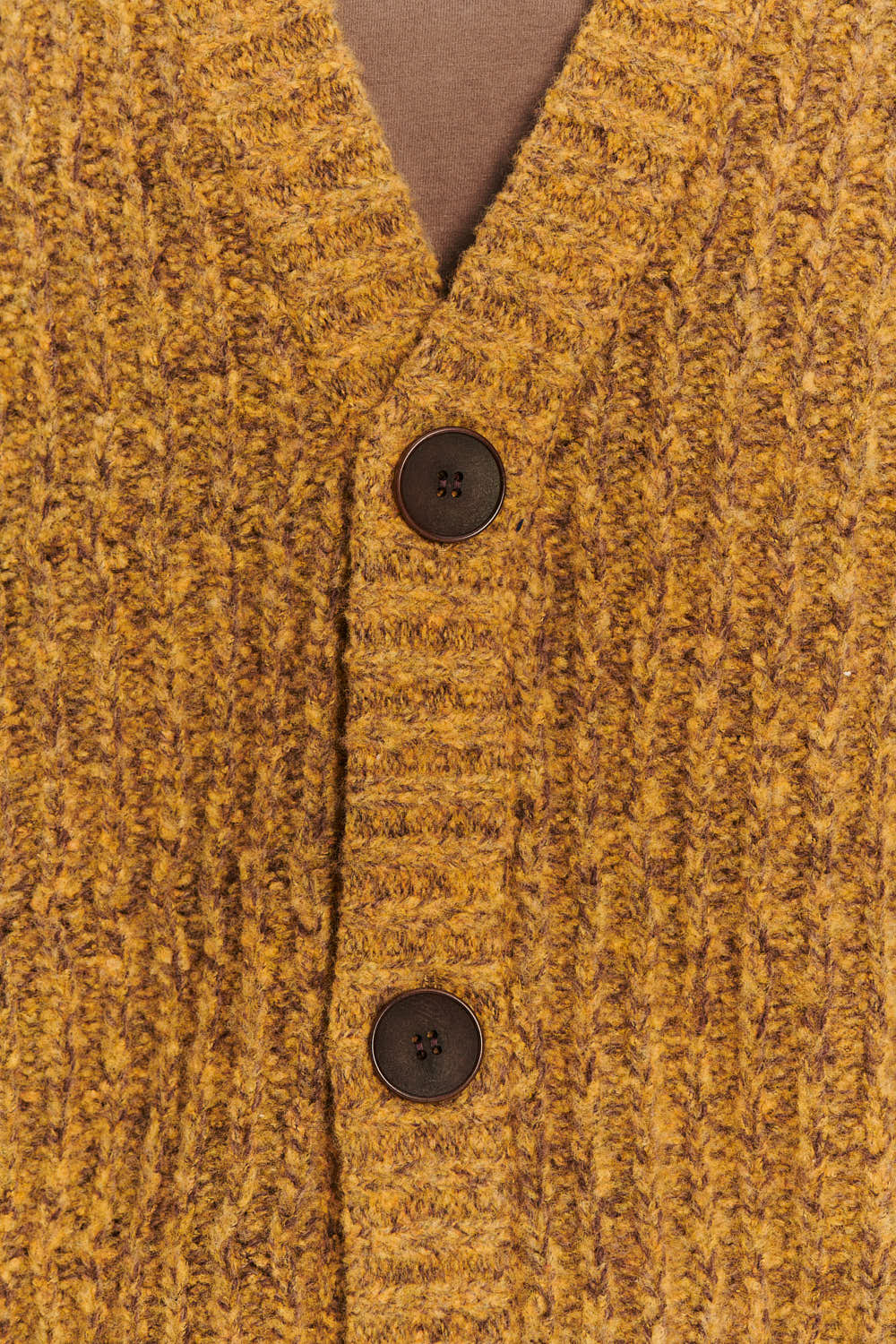 Cardigan in the Finest Mustard Yellow Italian Melange Lambswool
