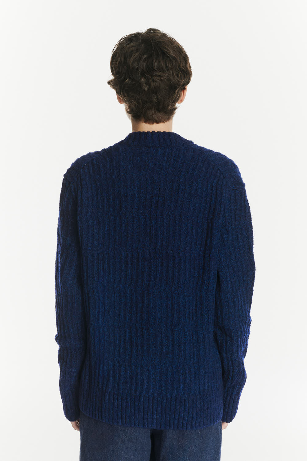 Cardigan in the Finest Italian Navy Blue Melange Italian Lambwool