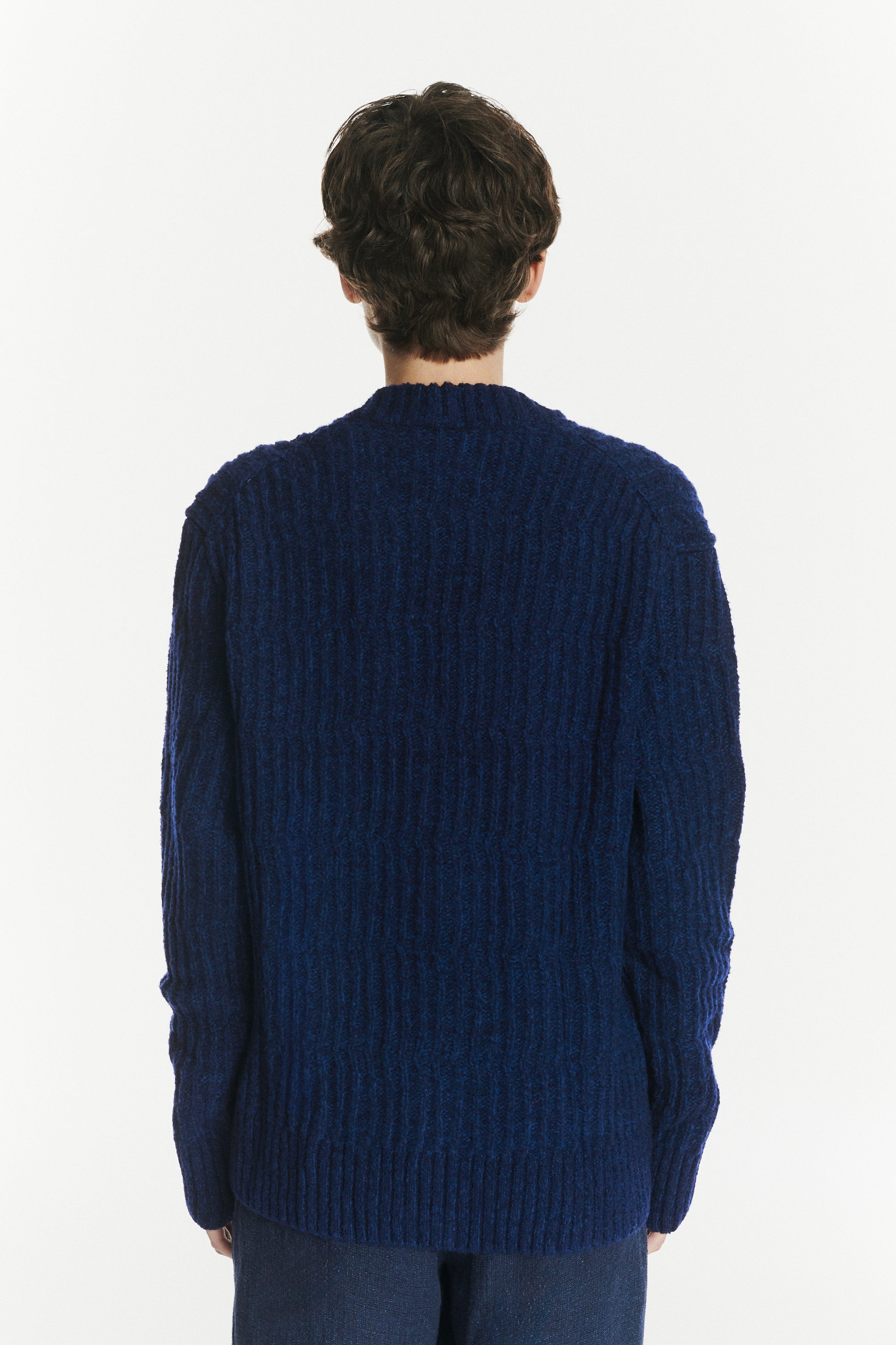 Cardigan in the Finest Italian Navy Blue Melange Italian Lambwool
