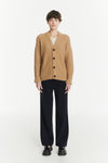 Cardigan in the Finest Beige Italian Melange Lambswool