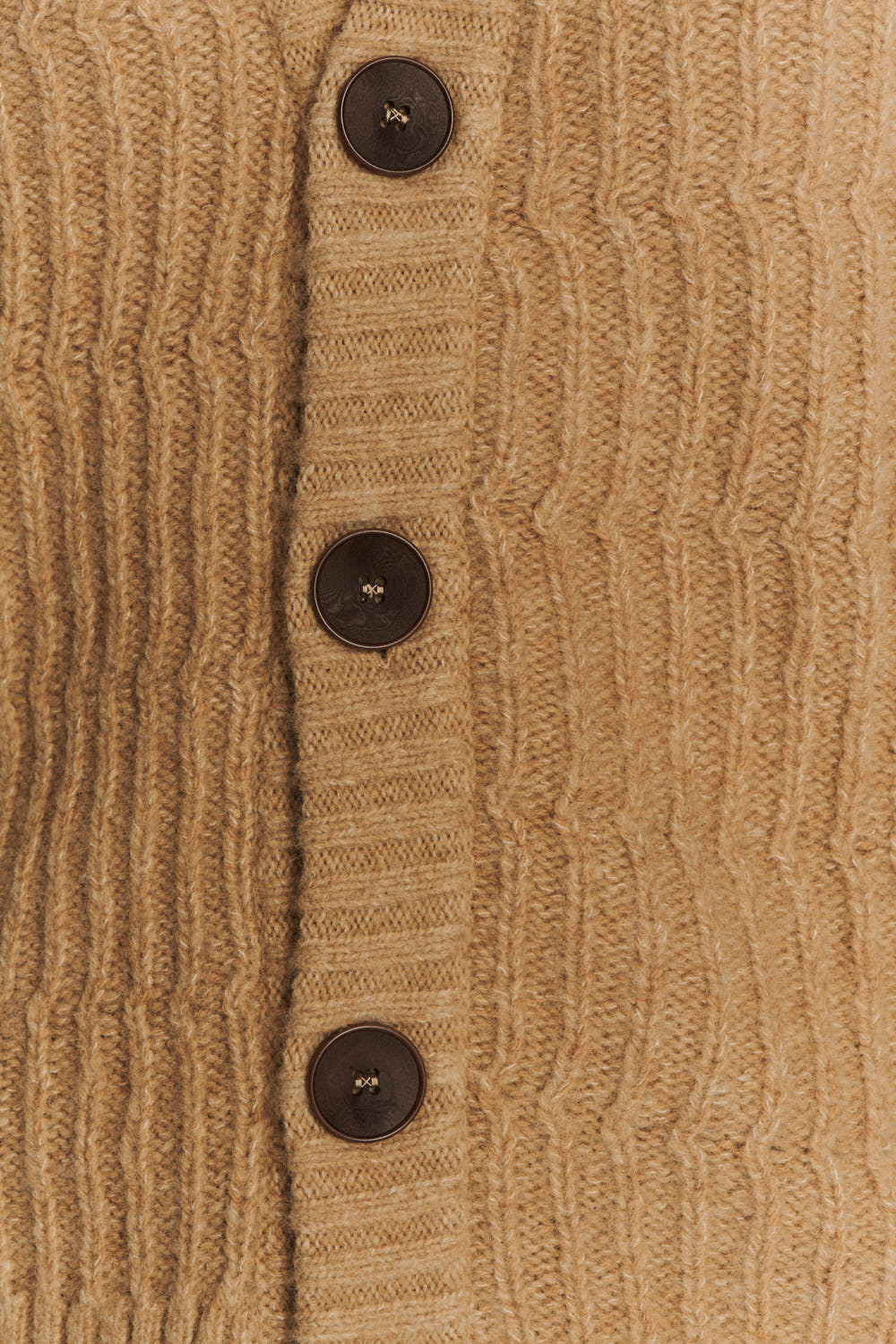 Cardigan in the Finest Beige Italian Melange Lambswool