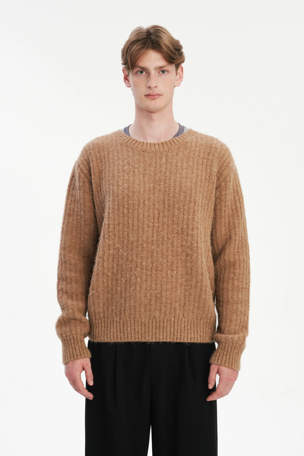 Boxy Crewneck Sweater - Alpaca & Lambs Wool in Nut