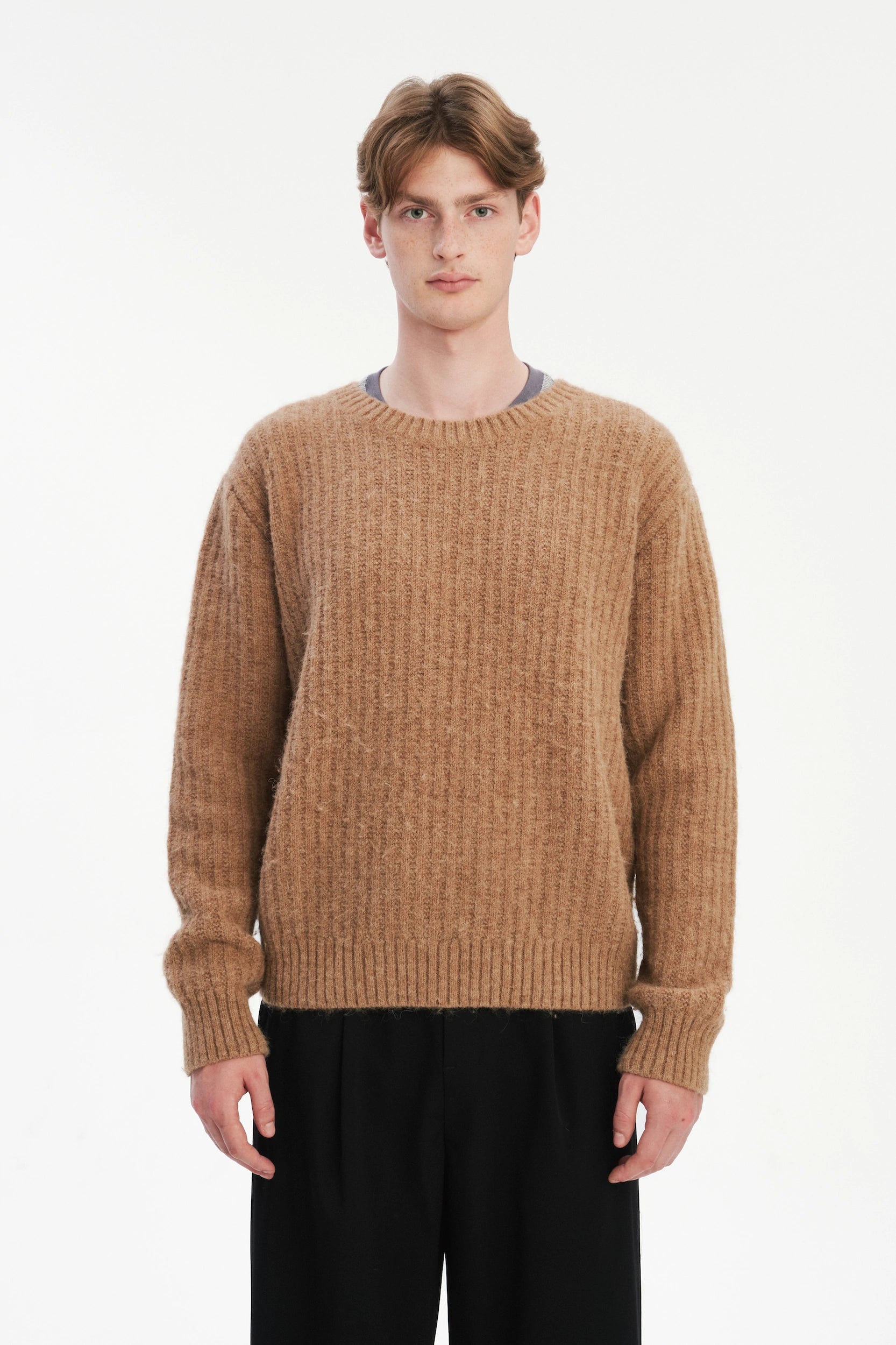 Boxy Crewneck Sweater - Alpaca & Lambs Wool in Nut