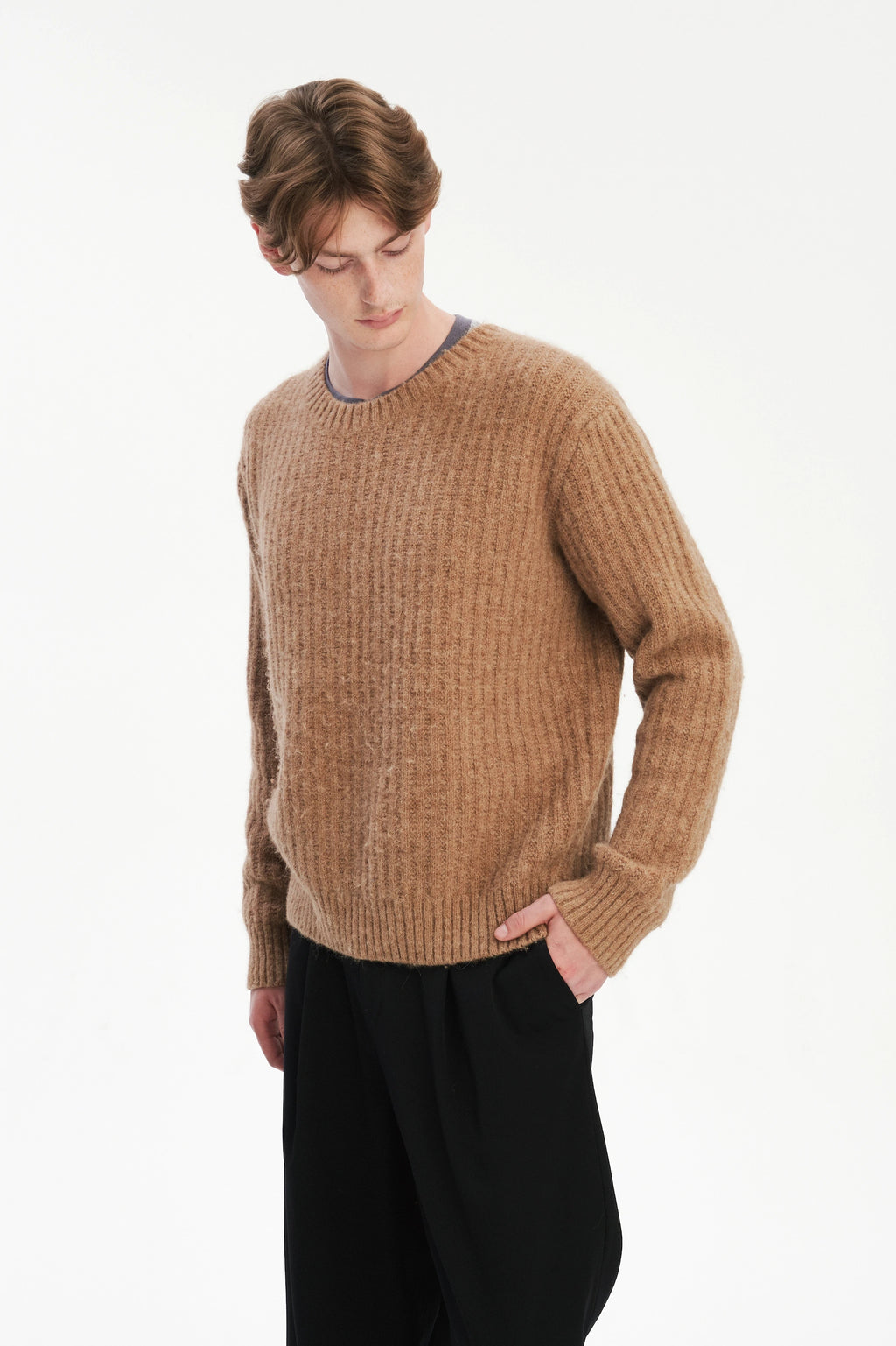Boxy Crewneck Sweater - Alpaca & Lambs Wool in Nut