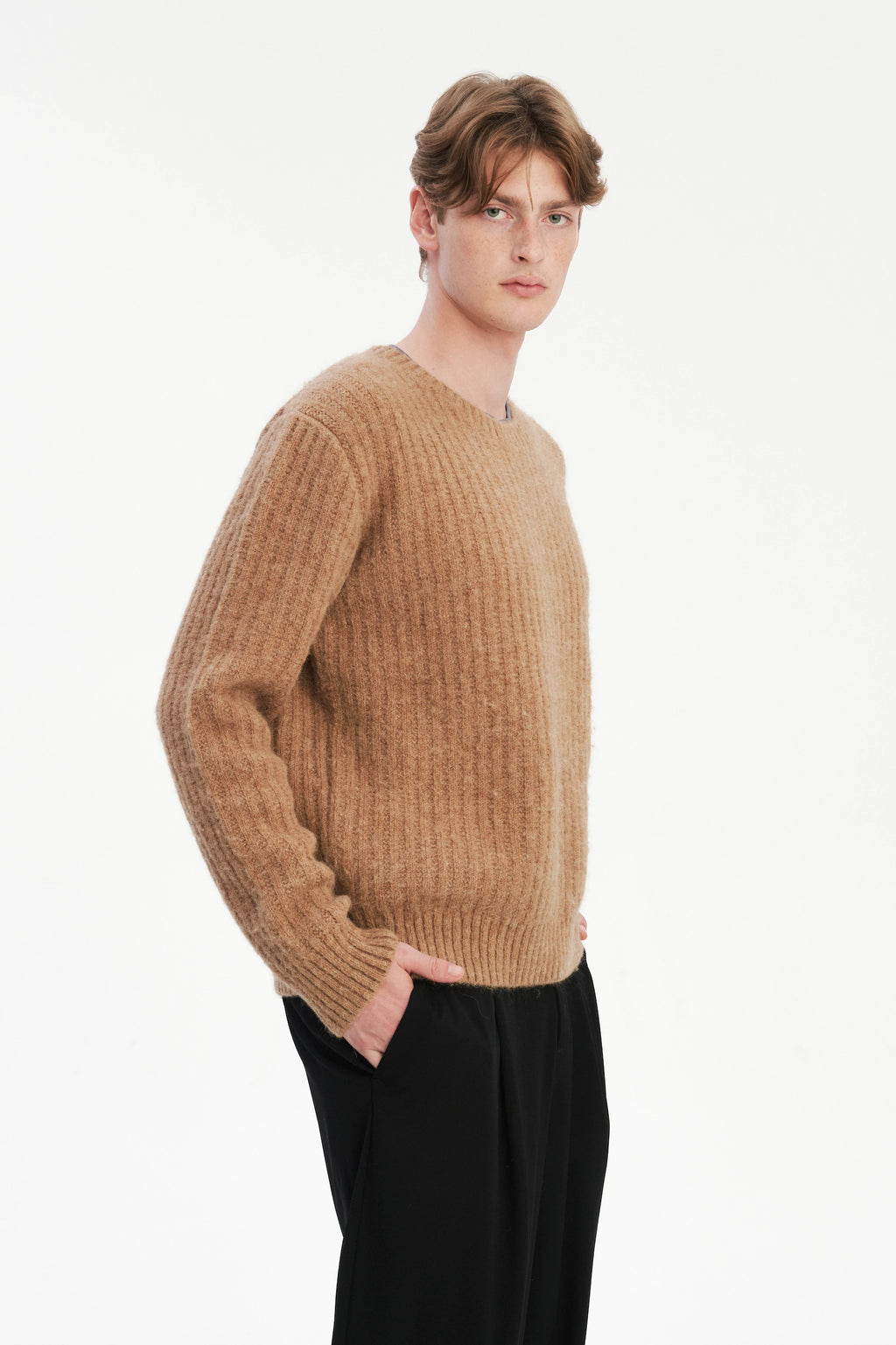 Boxy Crewneck Sweater - Alpaca & Lambs Wool in Nut