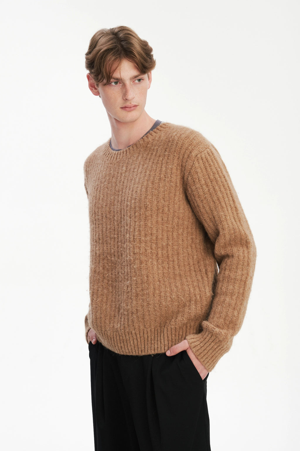 Boxy Crewneck Sweater - Alpaca & Lambs Wool in Nut