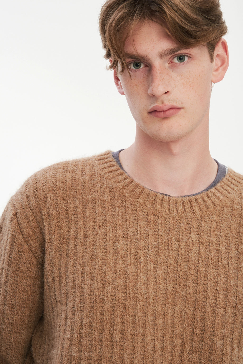 Boxy Crewneck Sweater - Alpaca & Lambs Wool in Nut